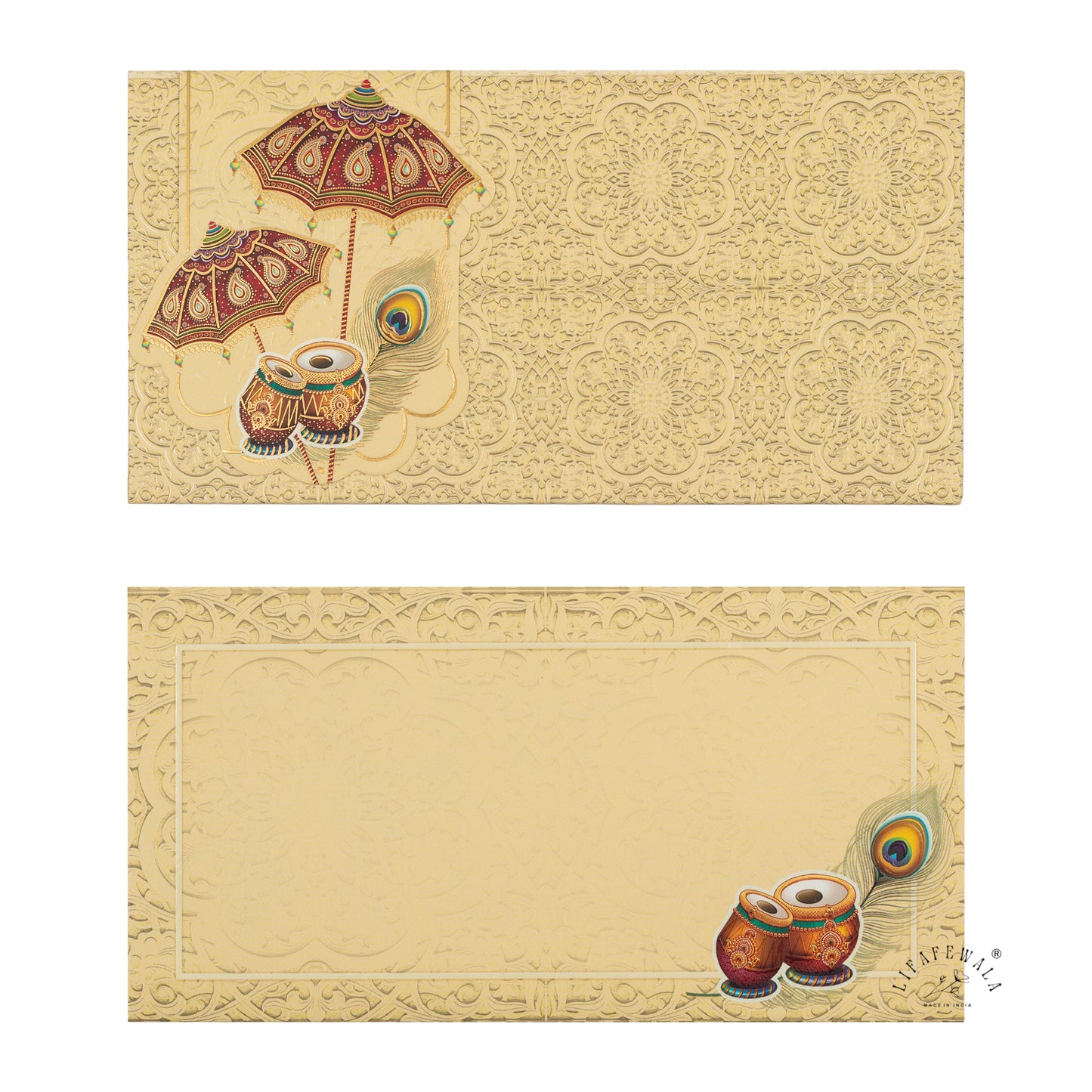 Premium Umbrella Design Shagun Envelopes – Stylish 2.5 Fold Matte Finish with Gold Foil & UV | Lifafewala