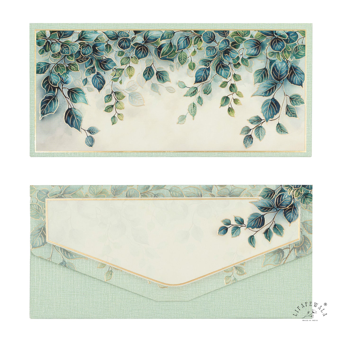 Premium Floral Shagun Envelopes – Velvet Feel Gold Foil & Embossed UV with V-Shaped Flap | Lifafewala