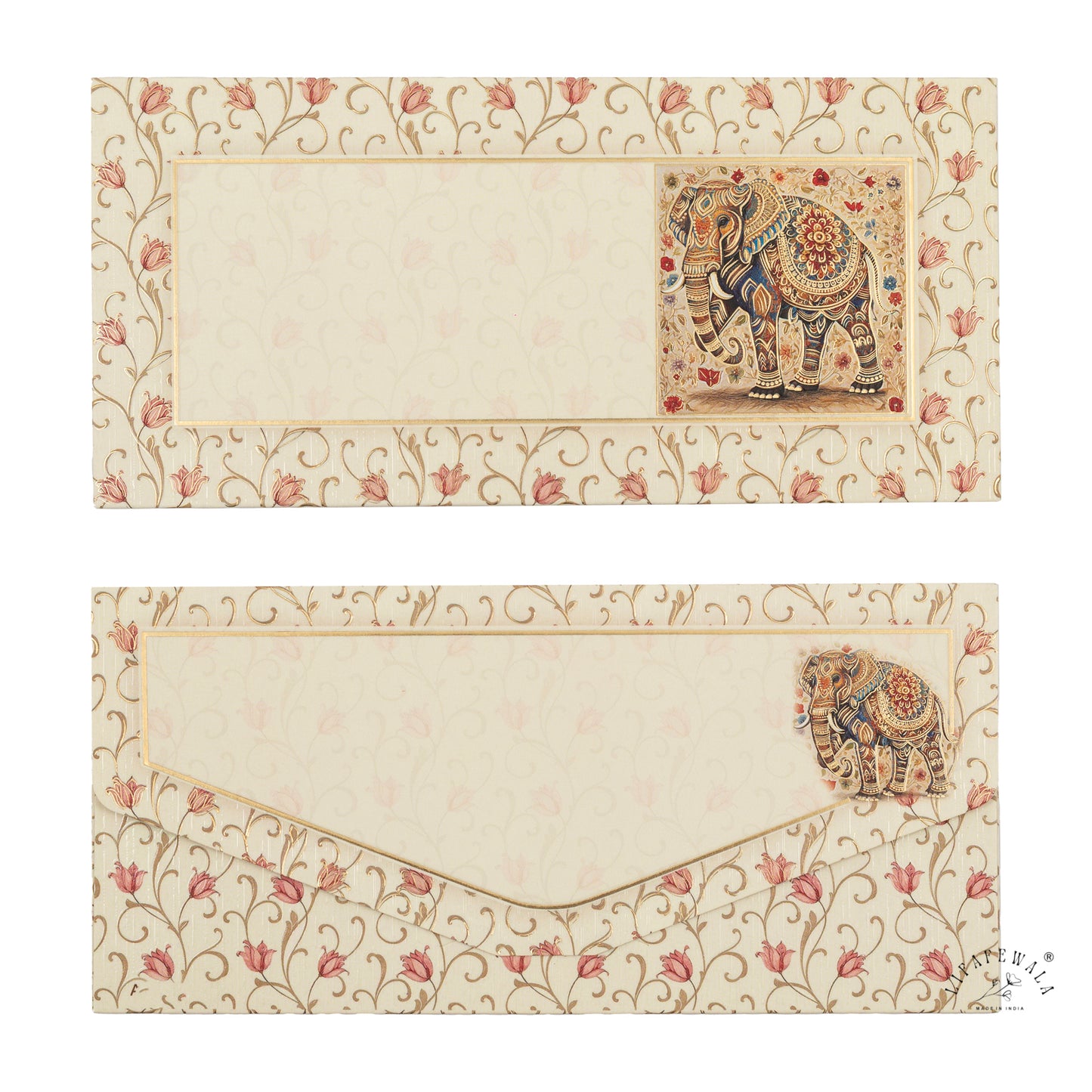 Designer Elephant Shagun Envelopes – Velvet Feel with UV Finish Premium Wedding Gift Covers | Lifafewala
