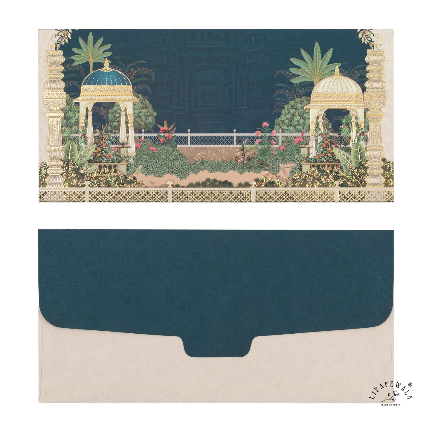 LIFAFEWALA Beautiful Peacock & Orchard  Design Gift Envelopes in Gold Foil for Gifting Money on Weddings, Birthdays, Celebrations, Etc (Velvet Feel) (Pack of 20-200)