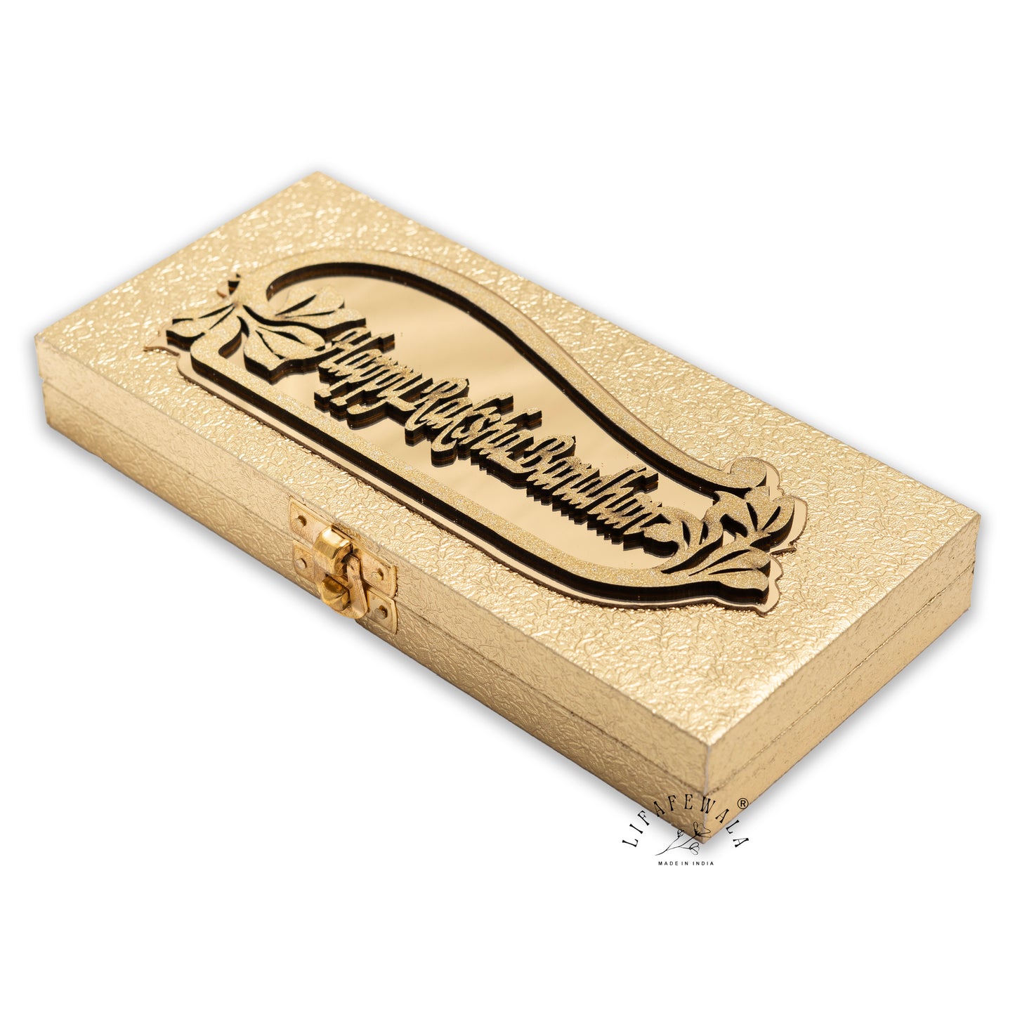 Happy Rakhi Designer Gaddi Box, Jewellery, Shagun, Cash, Gift Box, Money Envelope for Brother/Sister For Raksha Bandhan in Golden Color – Lifafewala
