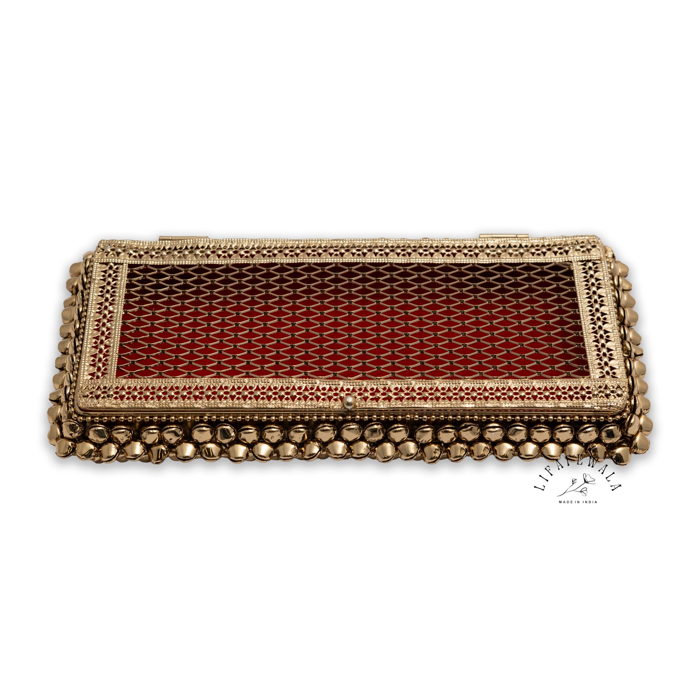LIFAFEWALA Metal Gaddi Box, Jewellery Box, Cash Box, Gift Box,Premium Money Box Envelope  Luxury Envelope Shagun Box With Ghungroo For Wedding, Rakhi & Other Festivities (Golden Color)