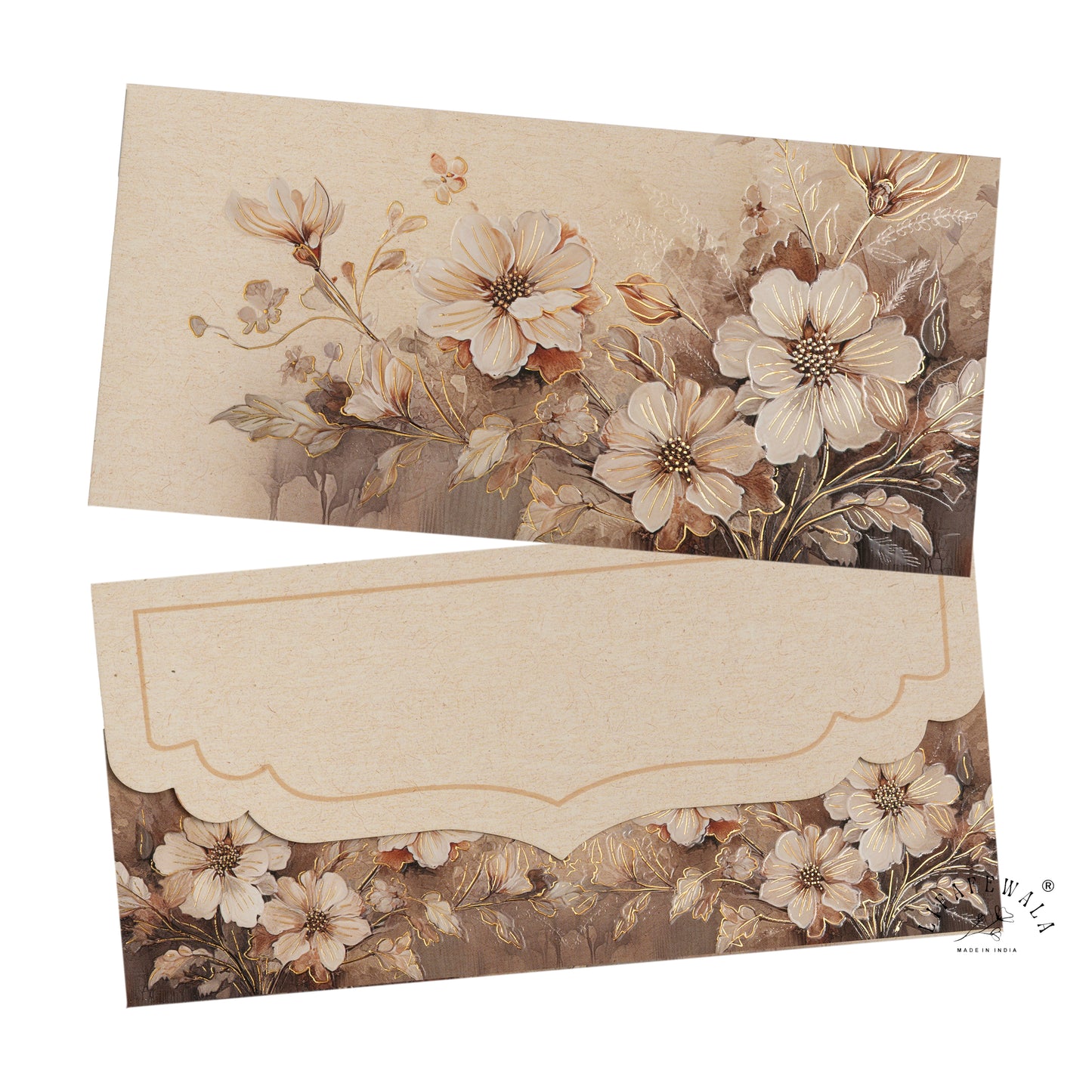 Velvet Touch Floral Design With Gold Foil & UV Printed Shagun Envelopes | Premium Money Gift Covers for All Occasions – Lifafewala
