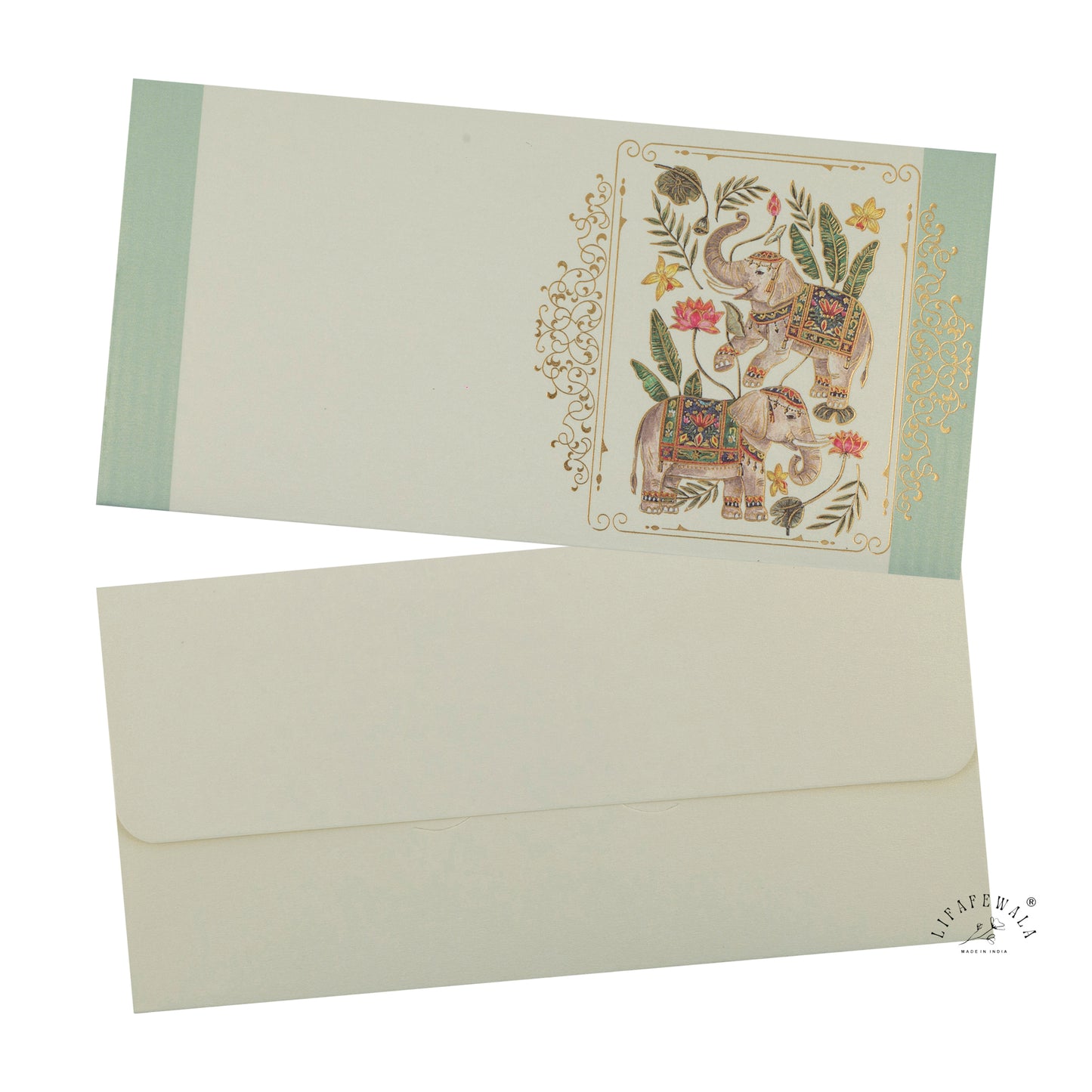 Gold Foil Elephant Shagun Envelopes | LIFAFEWALA (Scented Metallic, Pack of 20–200)