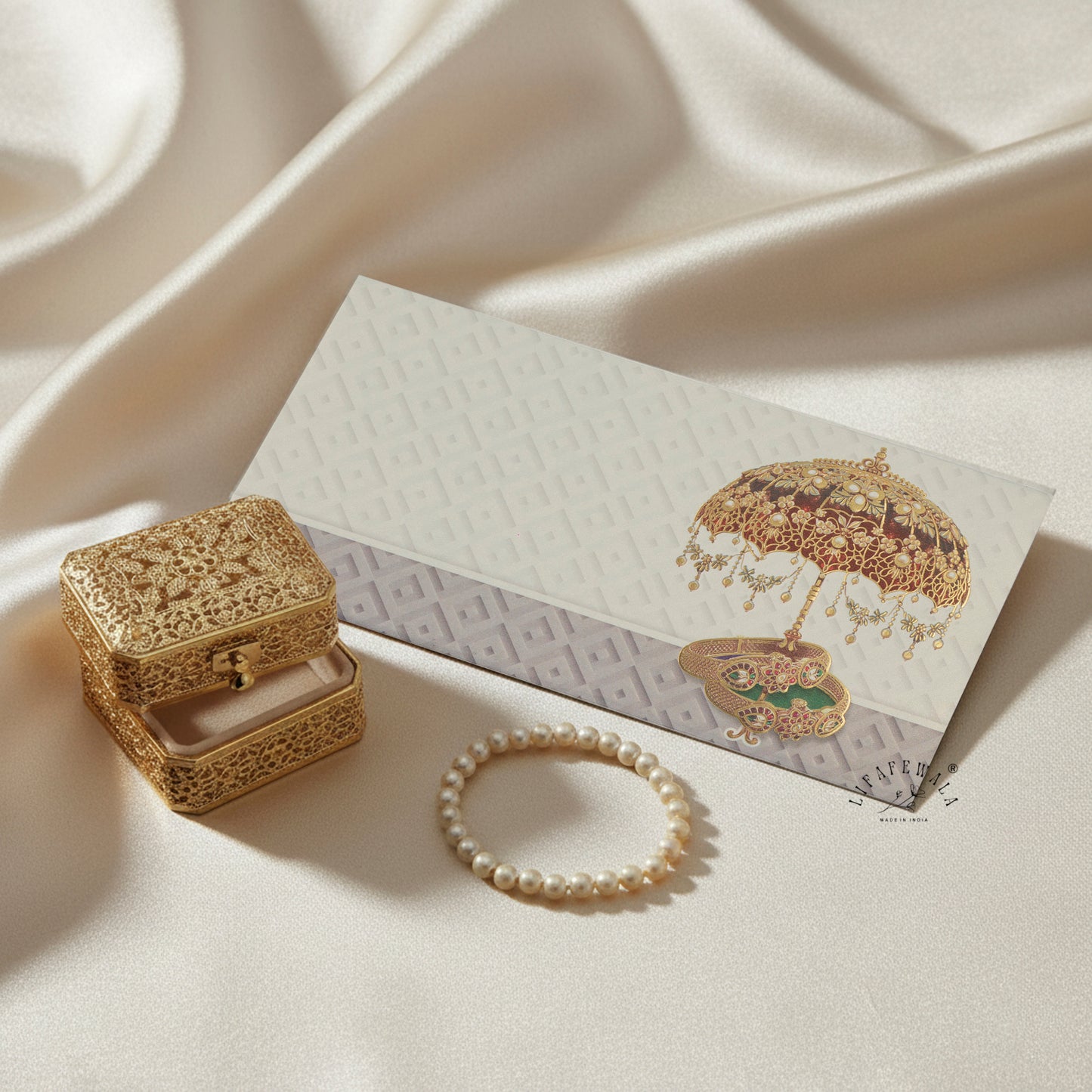 Gold Foil Umbrella Shagun Envelopes | LIFAFEWALA (Scented Metallic, Pack of 20–200)