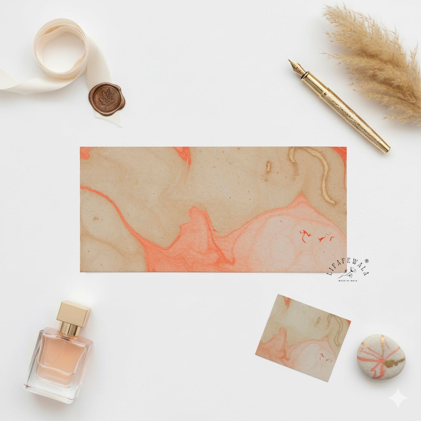 Eco Friendly Handmade Paper Envelopes | LIFAFEWALA (Recycled, Reddish Orange – Pack of 20–200)