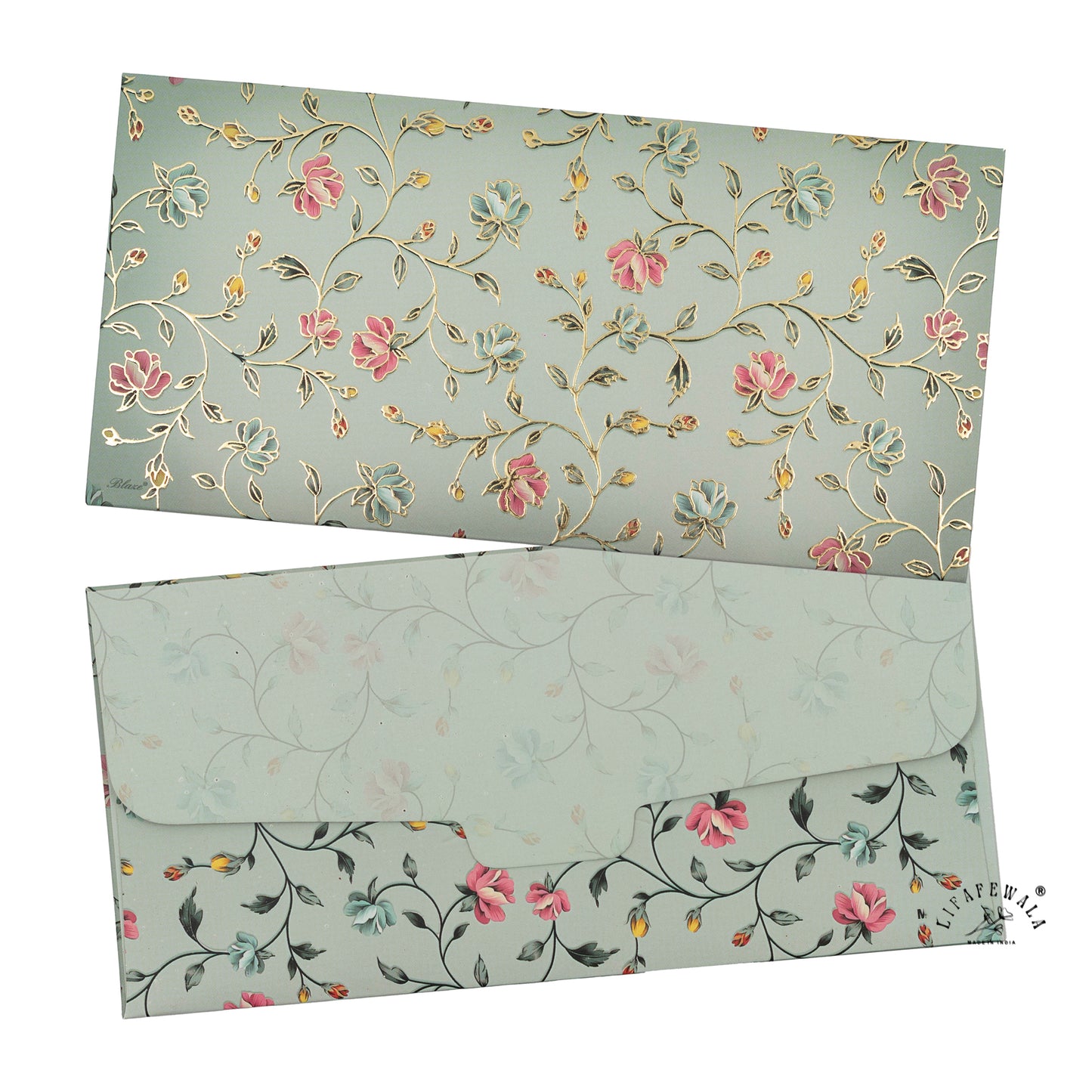 Premium Small Flower Shagun Envelopes – Matte Finish Embossed Gold Foil Wedding Gift Covers | Lifafewala (Pack of 20–200)
