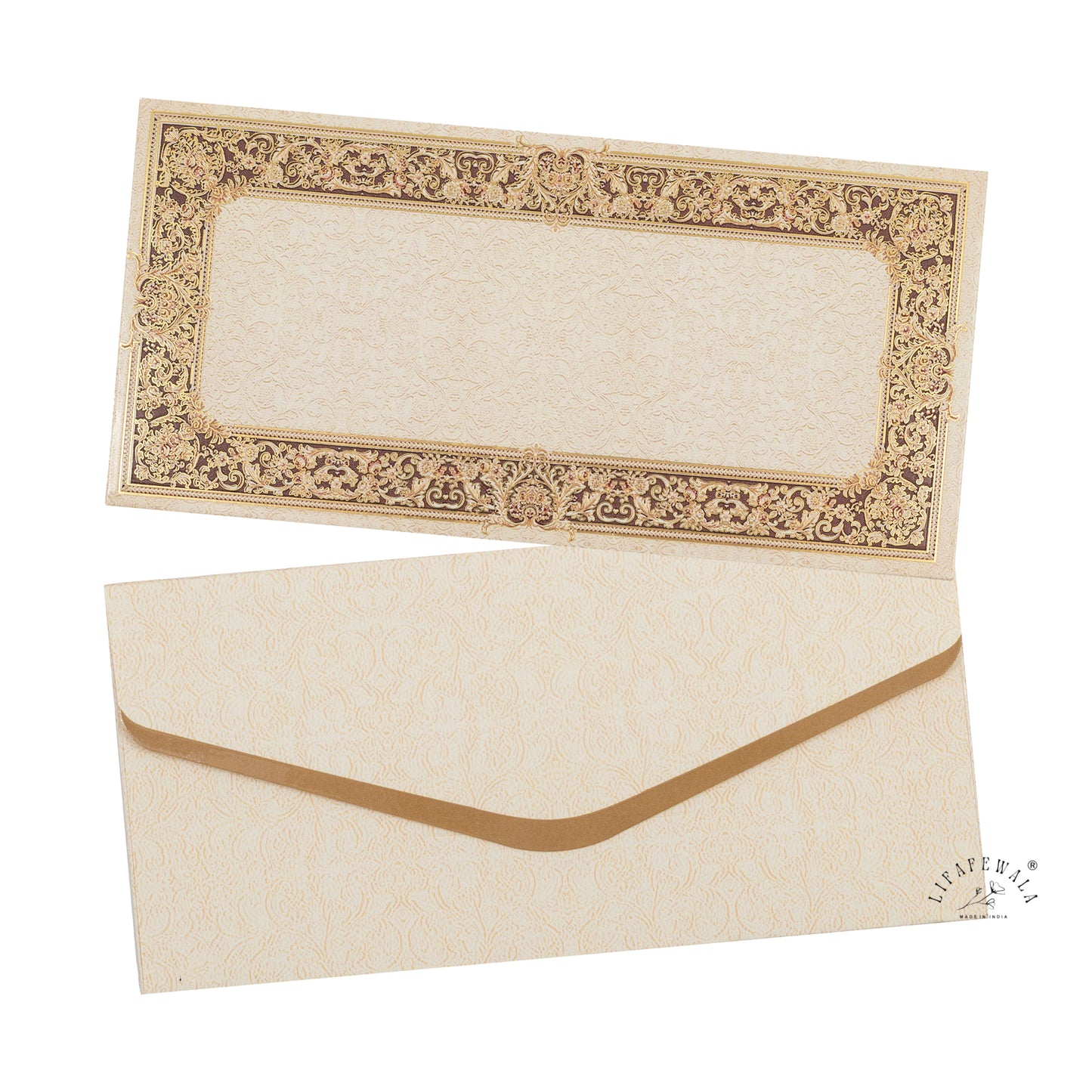 Floral Design Shagun Envelopes – Velvet Finish Gold Foil & UV Tuck Flap Gift Covers | Lifafewala