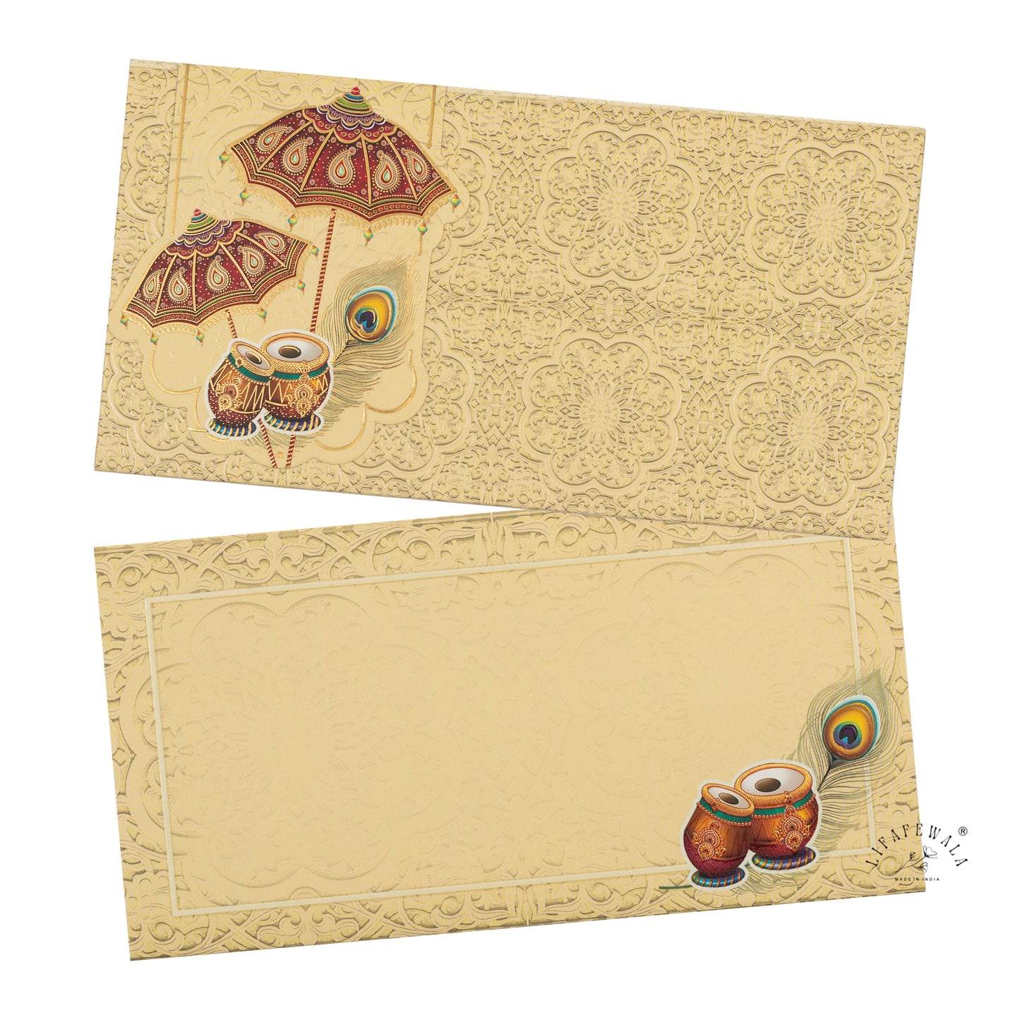 Premium Umbrella Design Shagun Envelopes – Stylish 2.5 Fold Matte Finish with Gold Foil & UV | Lifafewala