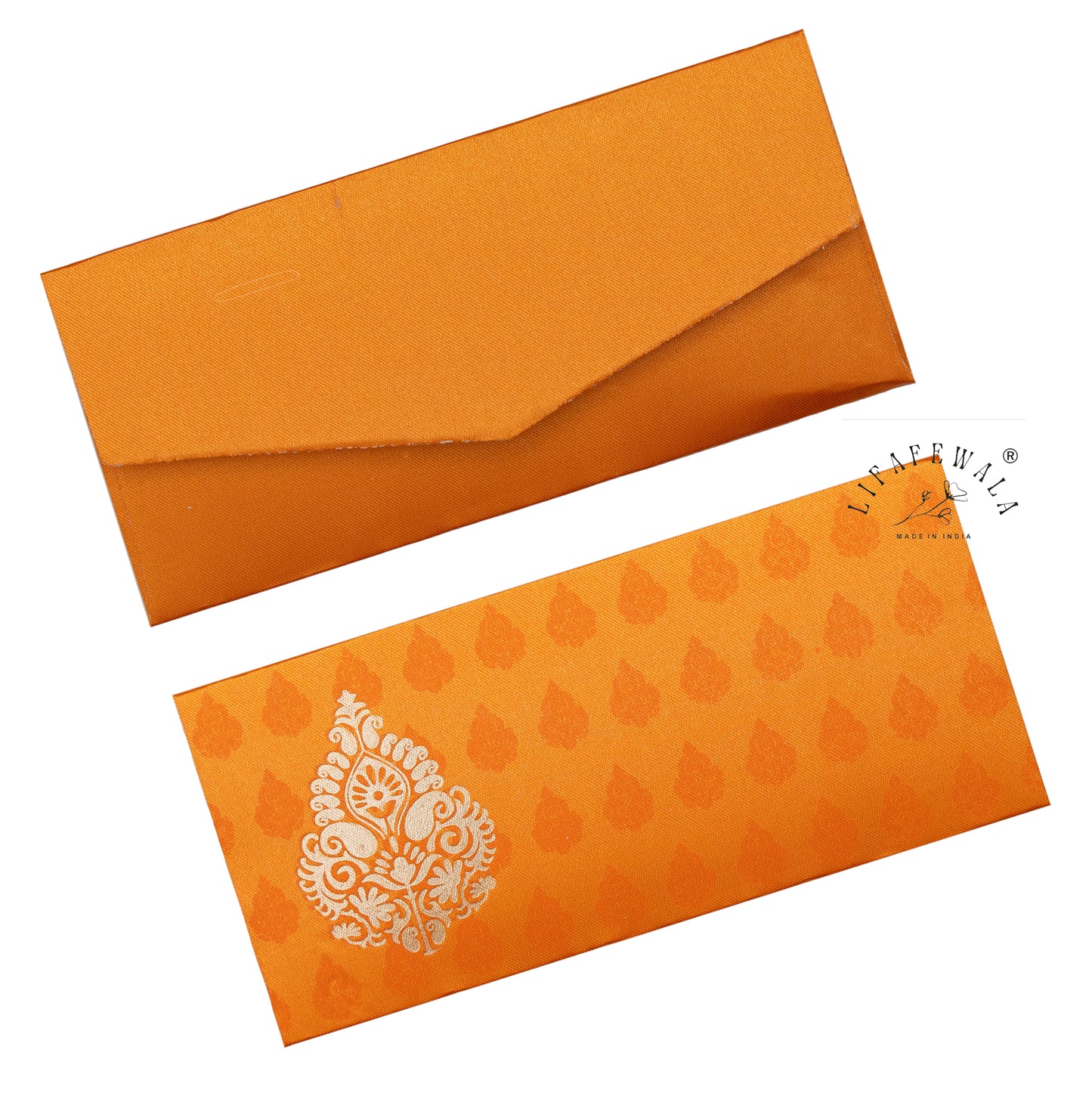 Satin Cloth Shagun Envelopes – Premium Fabric Finish Gift Covers in Orange | Lifafewala