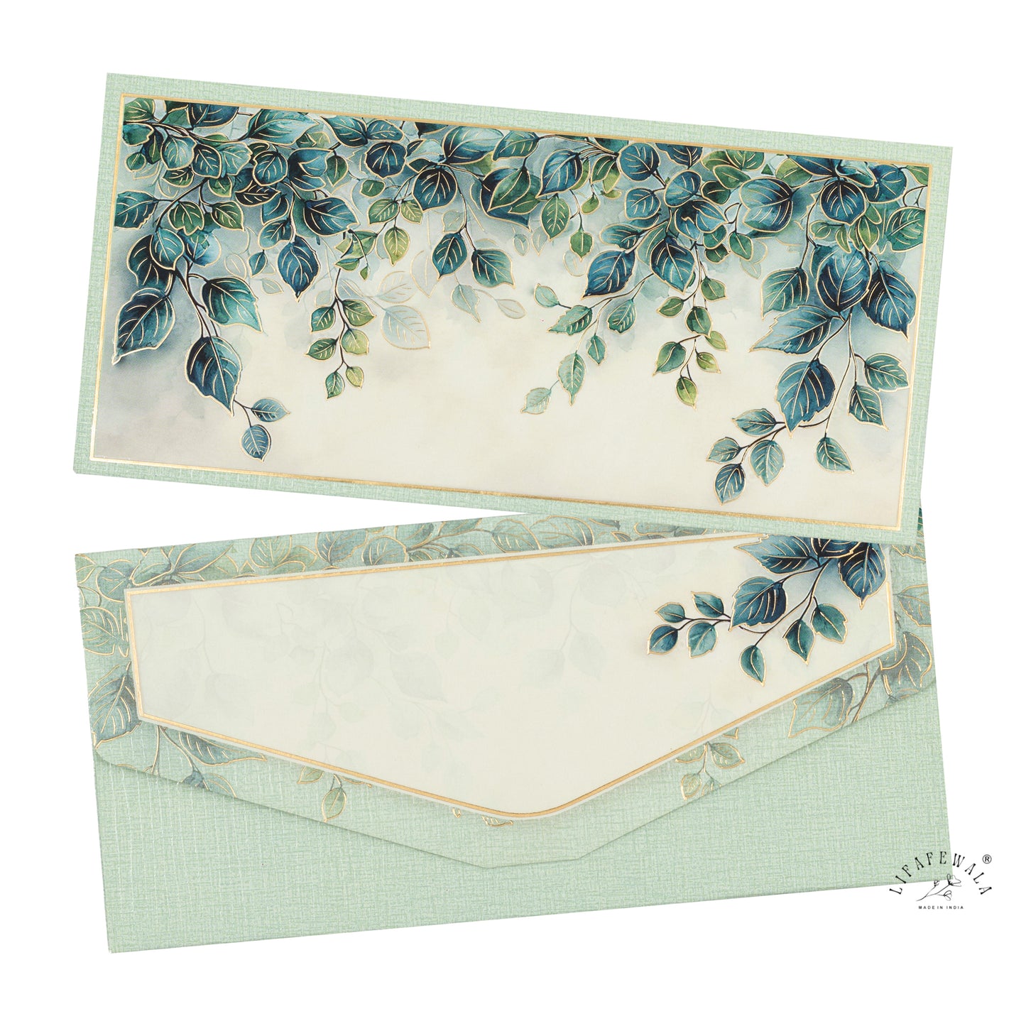 Premium Floral Shagun Envelopes – Velvet Feel Gold Foil & Embossed UV with V-Shaped Flap | Lifafewala