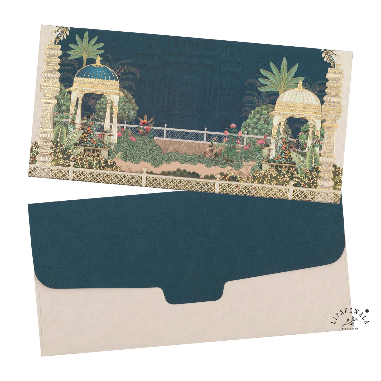 LIFAFEWALA Beautiful Peacock & Orchard  Design Gift Envelopes in Gold Foil for Gifting Money on Weddings, Birthdays, Celebrations, Etc (Velvet Feel) (Pack of 20-200)