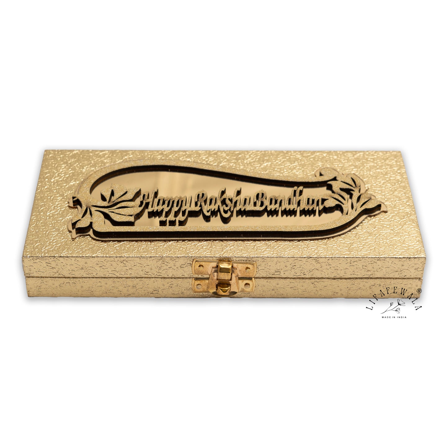 Happy Rakhi Designer Gaddi Box, Jewellery, Shagun, Cash, Gift Box, Money Envelope for Brother/Sister For Raksha Bandhan in Golden Color – Lifafewala