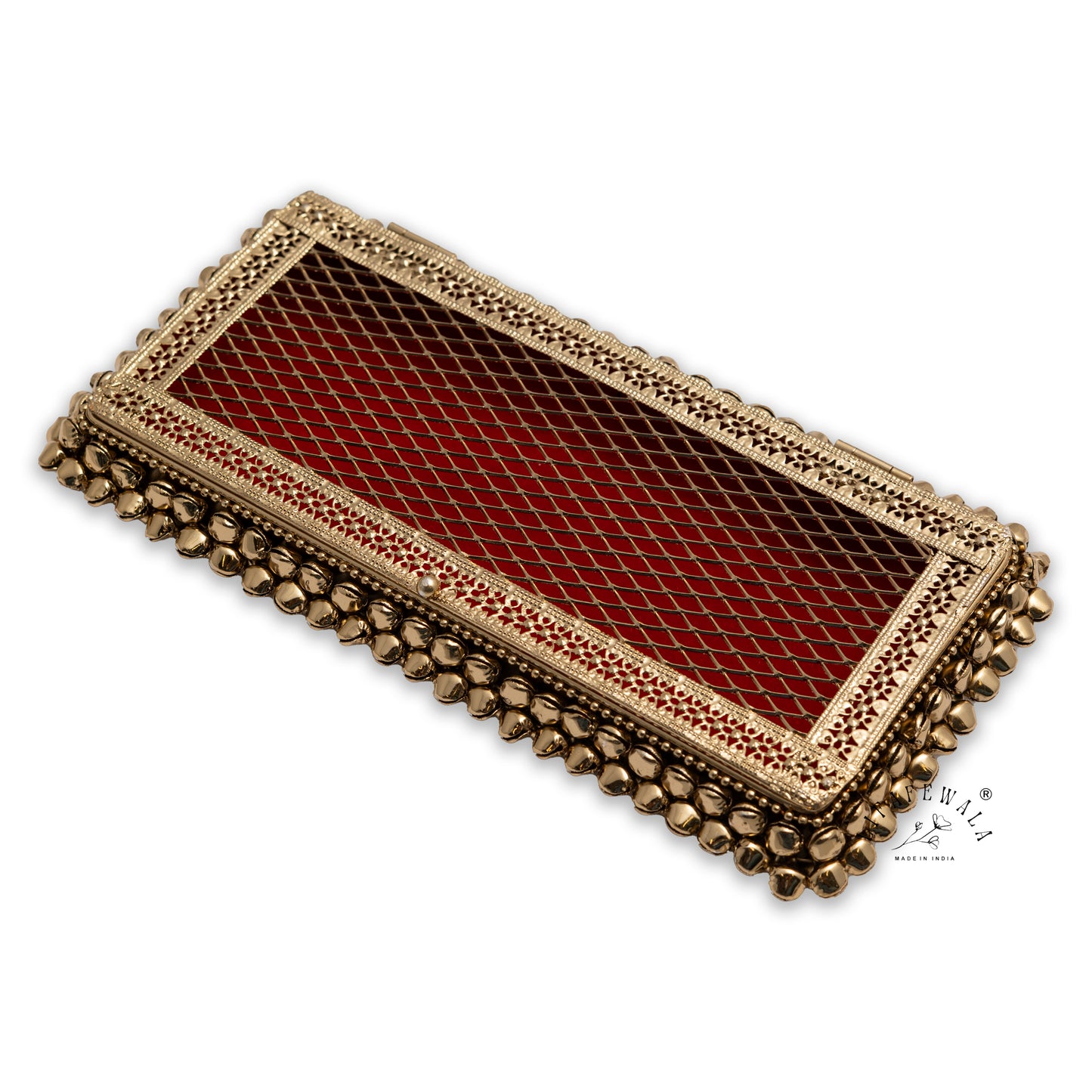 LIFAFEWALA Metal Gaddi Box, Jewellery Box, Cash Box, Gift Box,Premium Money Box Envelope  Luxury Envelope Shagun Box With Ghungroo For Wedding, Rakhi & Other Festivities (Golden Color)