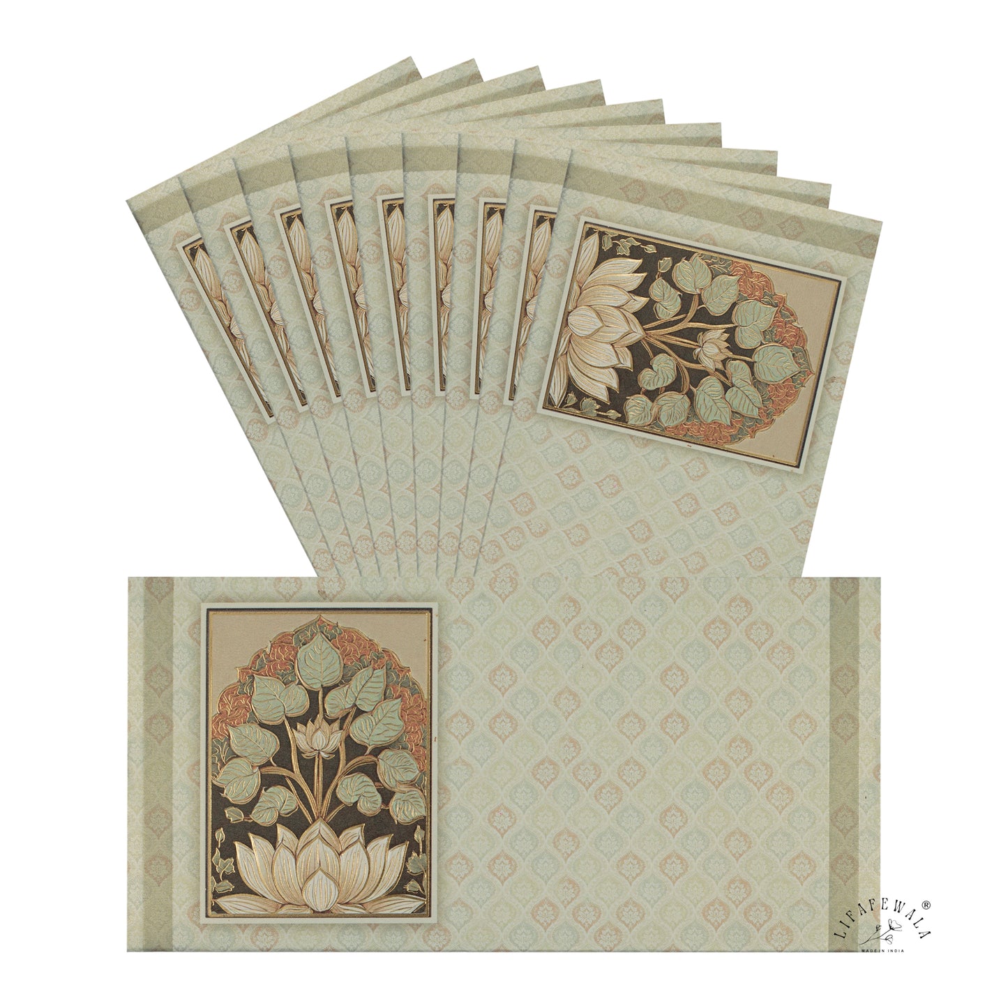 Gold Foil Floral Shagun Envelopes | LIFAFEWALA (Scented Metallic, Pack of 20–200)