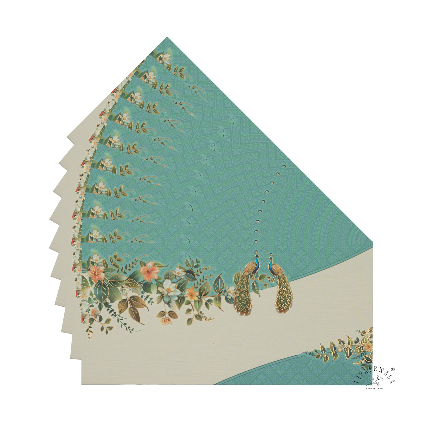 Peacock Theme Gold Foil Envelopes | LIFAFEWALA (Velvet Feel, Pack of 20–200)