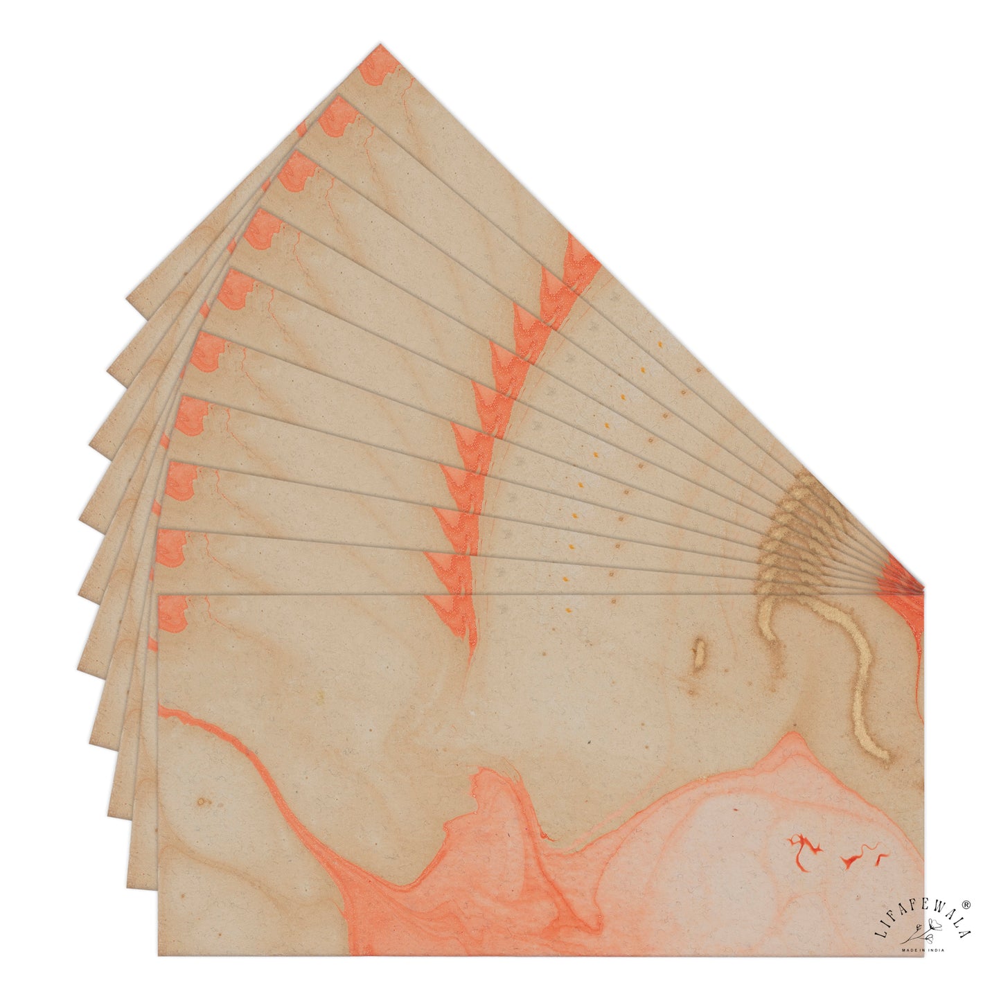 Eco Friendly Handmade Paper Envelopes | LIFAFEWALA (Recycled, Reddish Orange – Pack of 20–200)