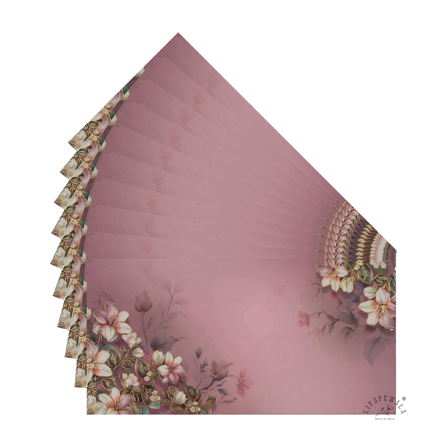 Purple Floral Golden Foil Shagun Envelopes | LIFAFEWALA (Pack of 20–200, Matte Finish Money Gift Covers)