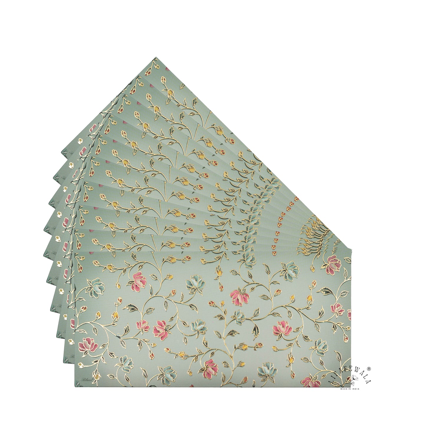 Premium Small Flower Shagun Envelopes – Matte Finish Embossed Gold Foil Wedding Gift Covers | Lifafewala (Pack of 20–200)