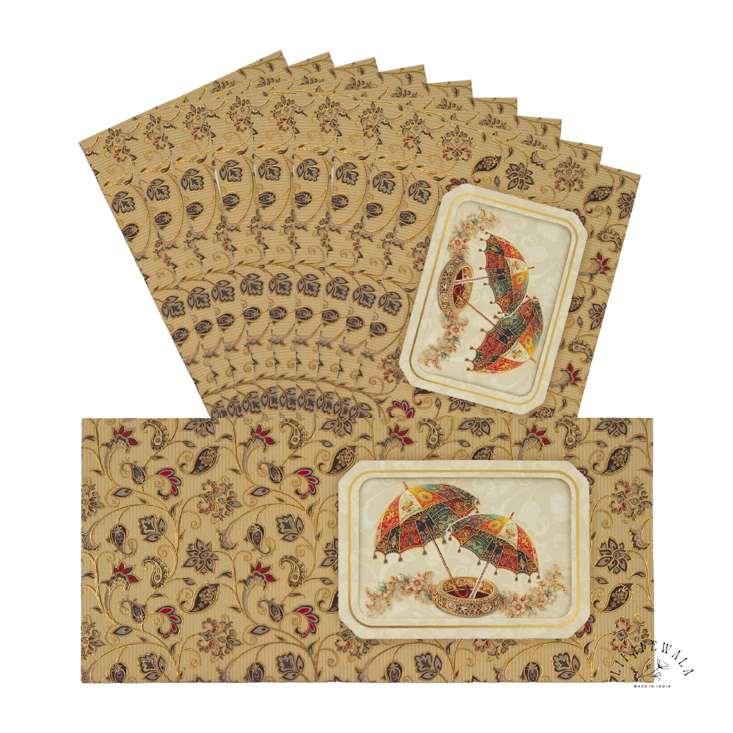 LIFAFEWALA Jumbo Velvet Umbrella Design Shagun Envelopes | Gold Foil Premium Cash Lifafa (Pack of 20–200)