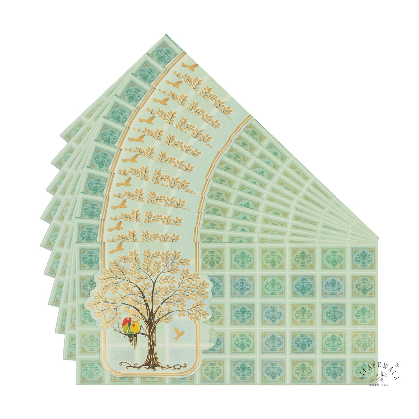 Premium Birds on Tree Shagun Envelopes – Stylish 2.5 Fold Matte Finish with Gold Foil & UV | Lifafewala