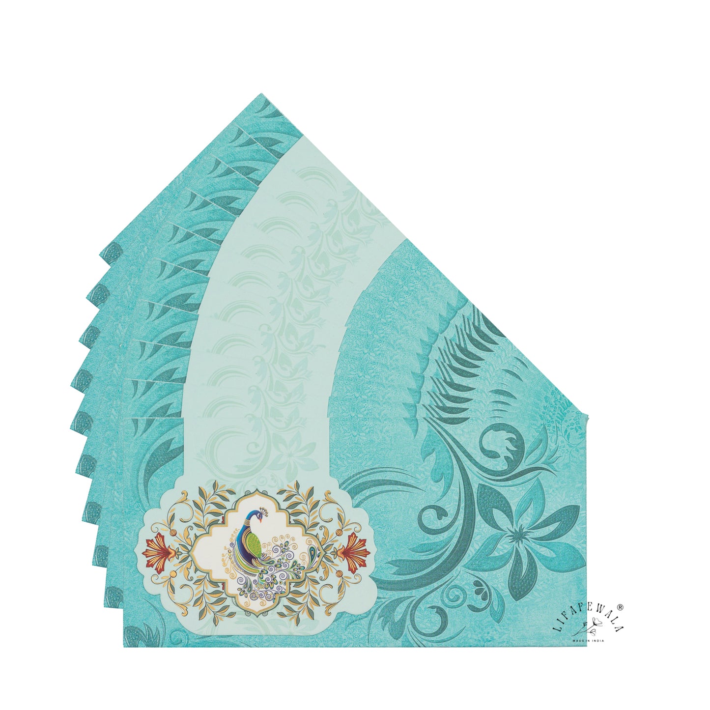 Premium Peacock Design Shagun Envelopes – Stylish 2.5 Fold Matte Finish with Gold Foil & UV | Lifafewala