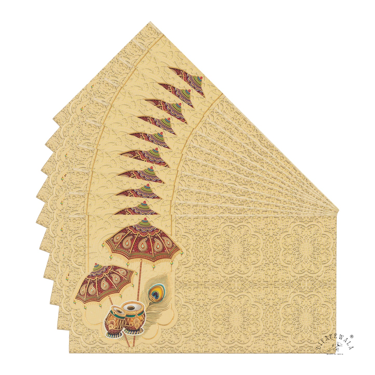 Premium Umbrella Design Shagun Envelopes – Stylish 2.5 Fold Matte Finish with Gold Foil & UV | Lifafewala