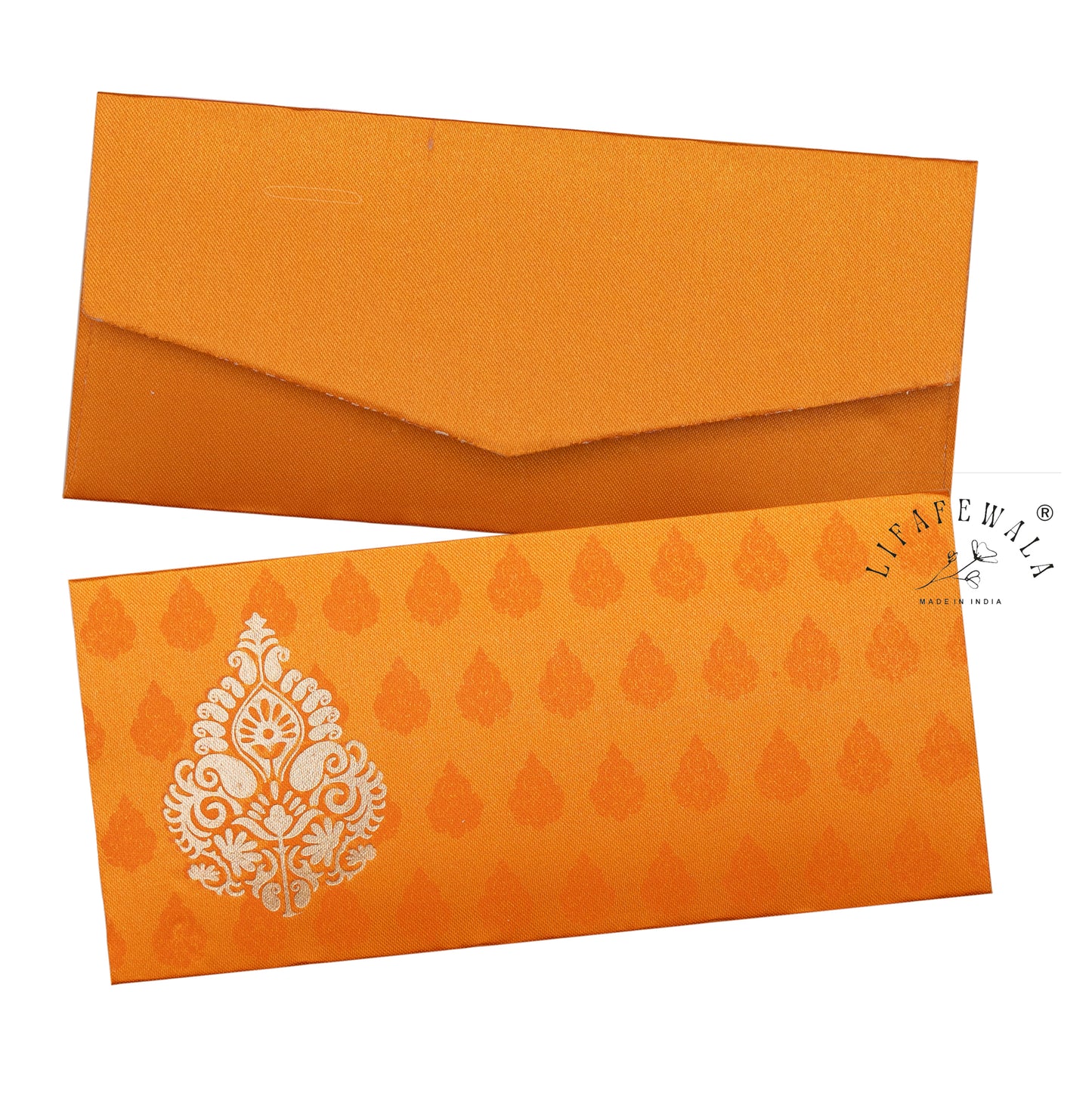 Satin Cloth Shagun Envelopes – Premium Fabric Finish Gift Covers in Orange | Lifafewala
