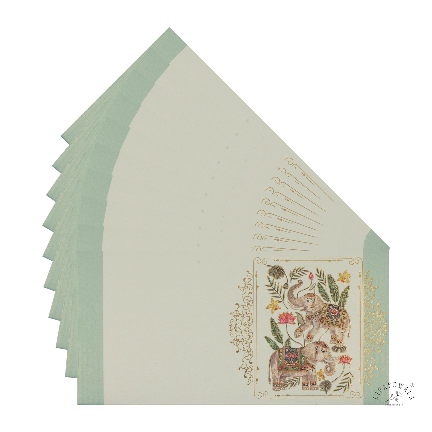 Gold Foil Elephant Shagun Envelopes | LIFAFEWALA (Scented Metallic, Pack of 20–200)