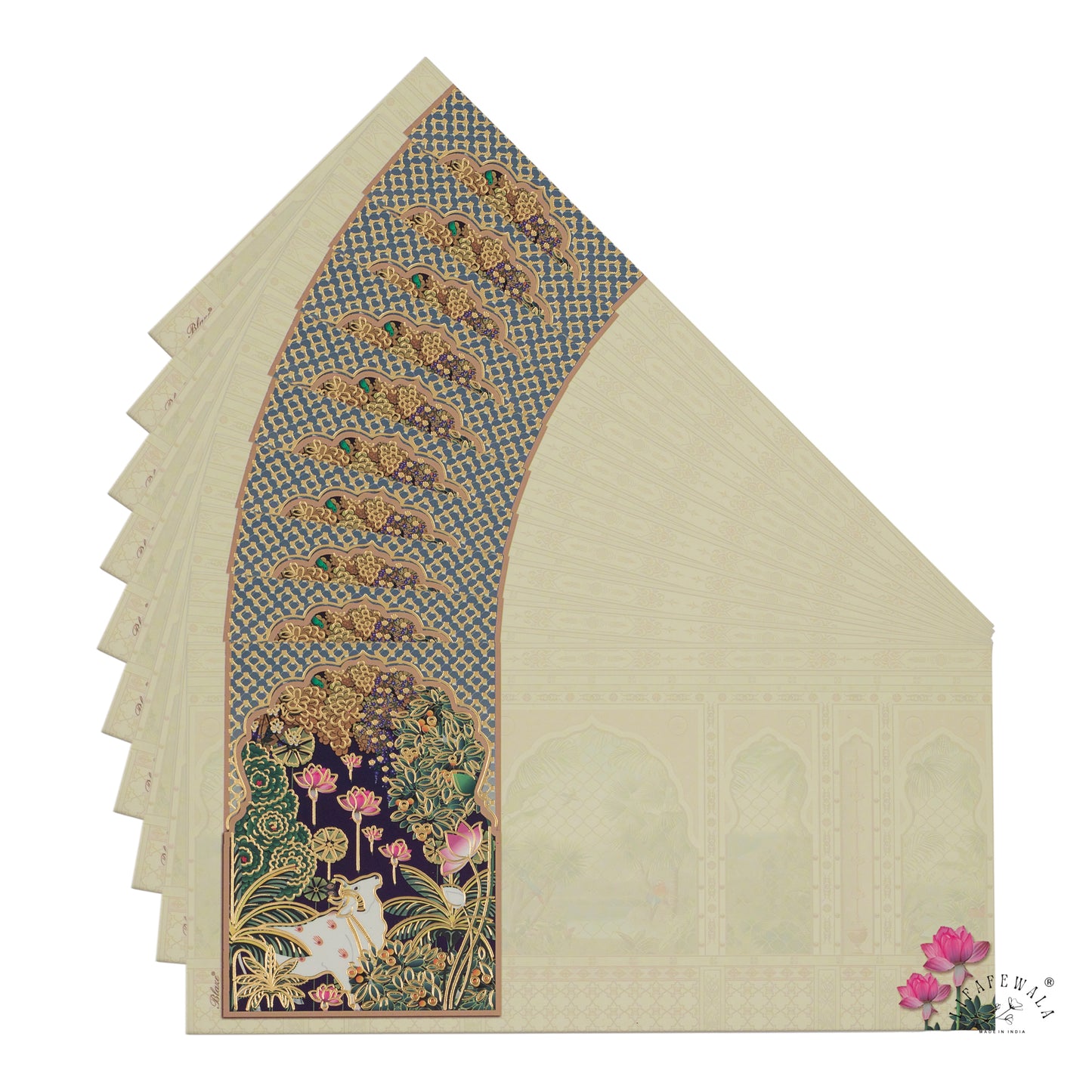 Pichwai Art Cow Design Shagun Envelopes | LIFAFEWALA (Velvet Feel, Gold Foil, Pack of 20–200)