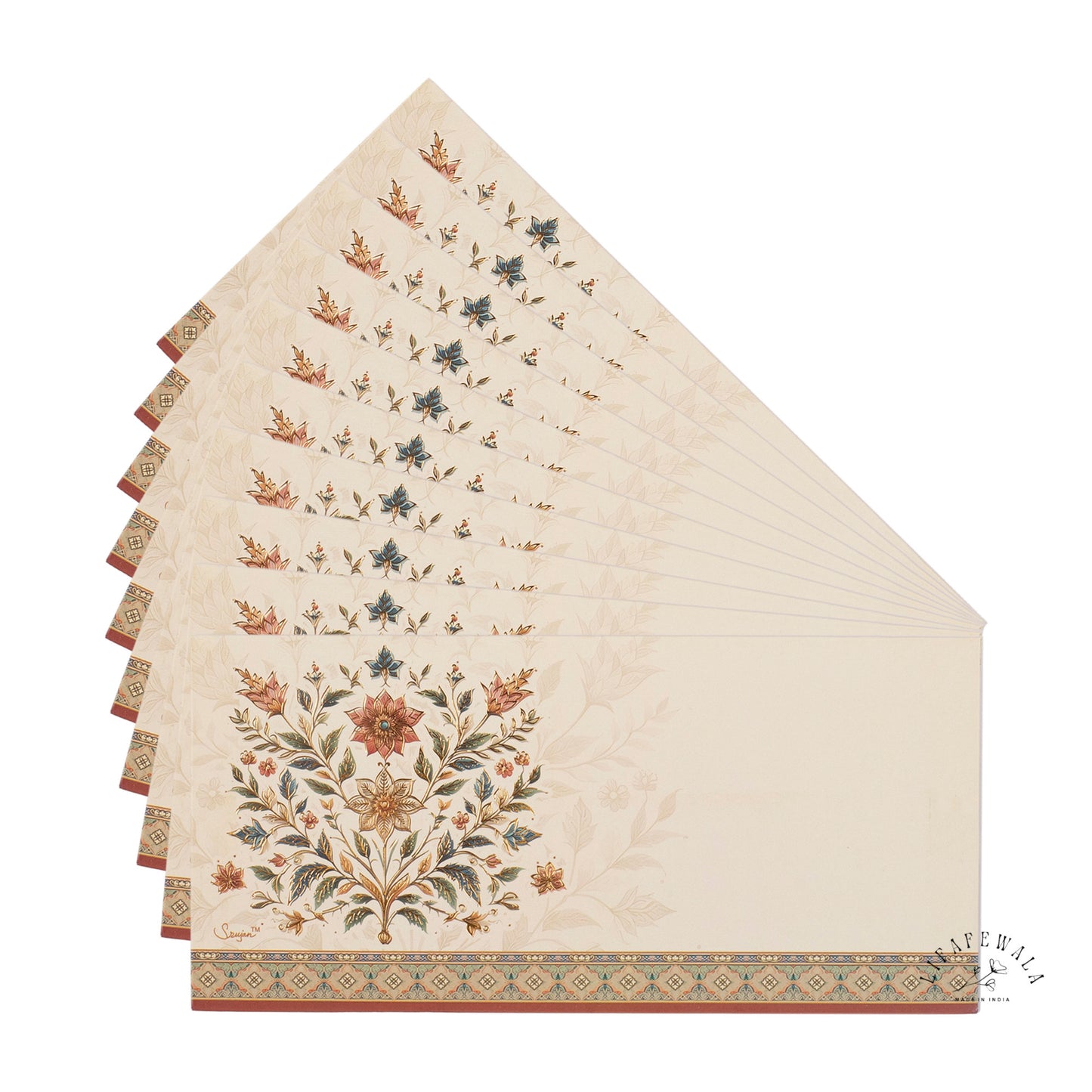 LIFAFEWALA Floral Design Money Envelopes - Pack Of 10, Gold Foil, For Wedding, Birthday, Shagun
