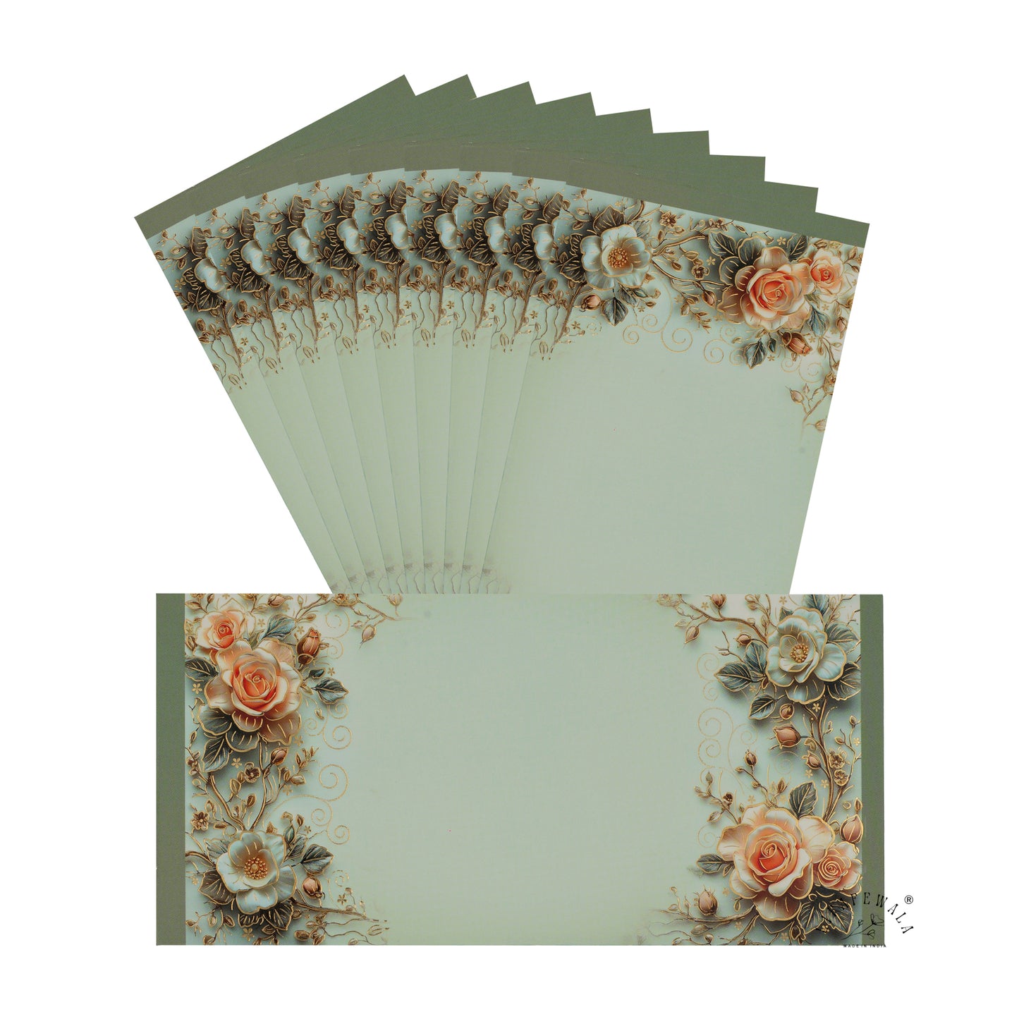 Floral Gold Foil UV Shagun Envelopes | LIFAFEWALA (Matte Finish, Pack of 20–200)