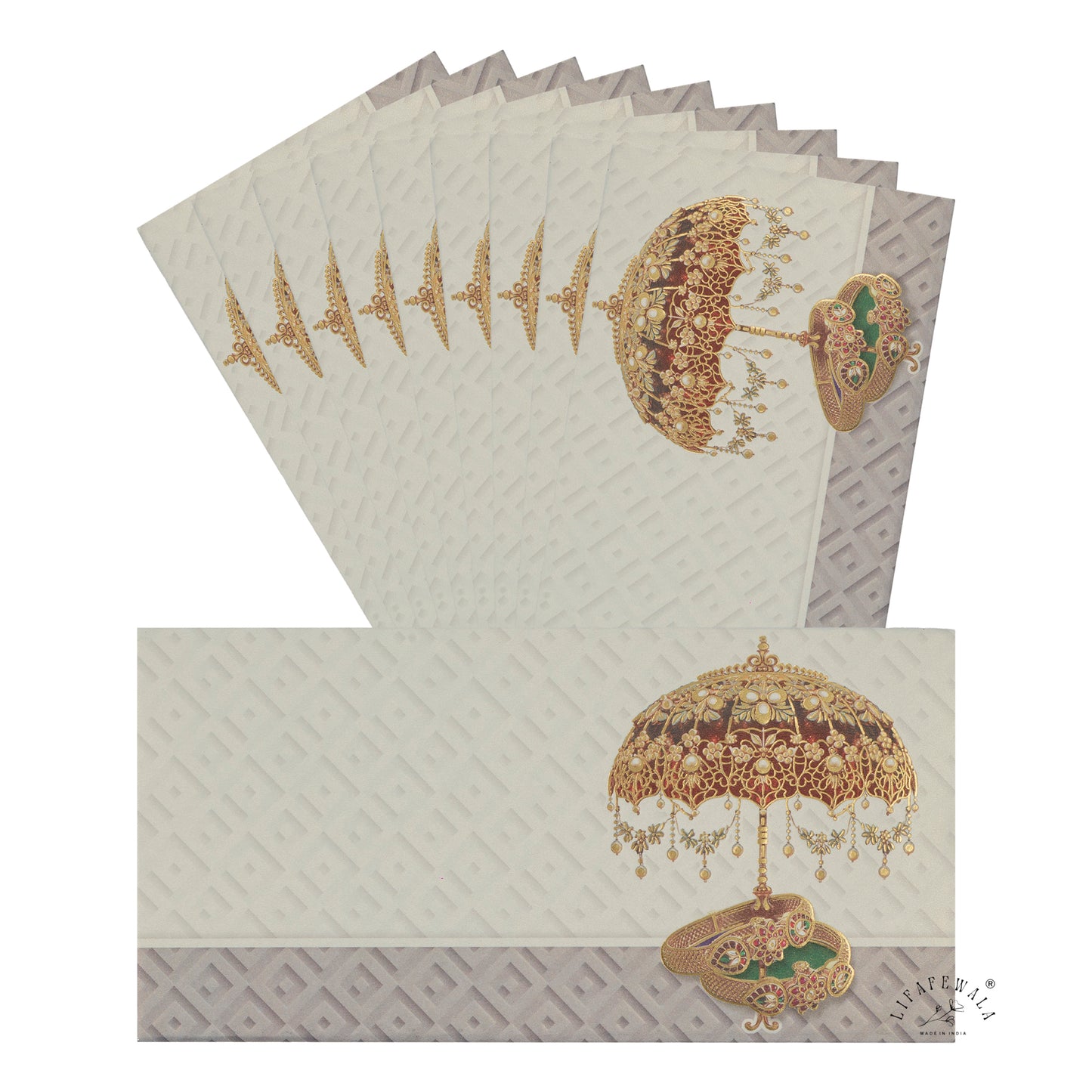 Gold Foil Umbrella Shagun Envelopes | LIFAFEWALA (Scented Metallic, Pack of 20–200)