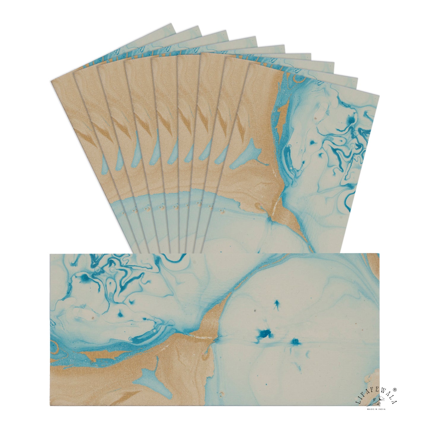 Eco Friendly Handmade Paper Envelopes | LIFAFEWALA (Blue Recycled, Pack of 10–200)