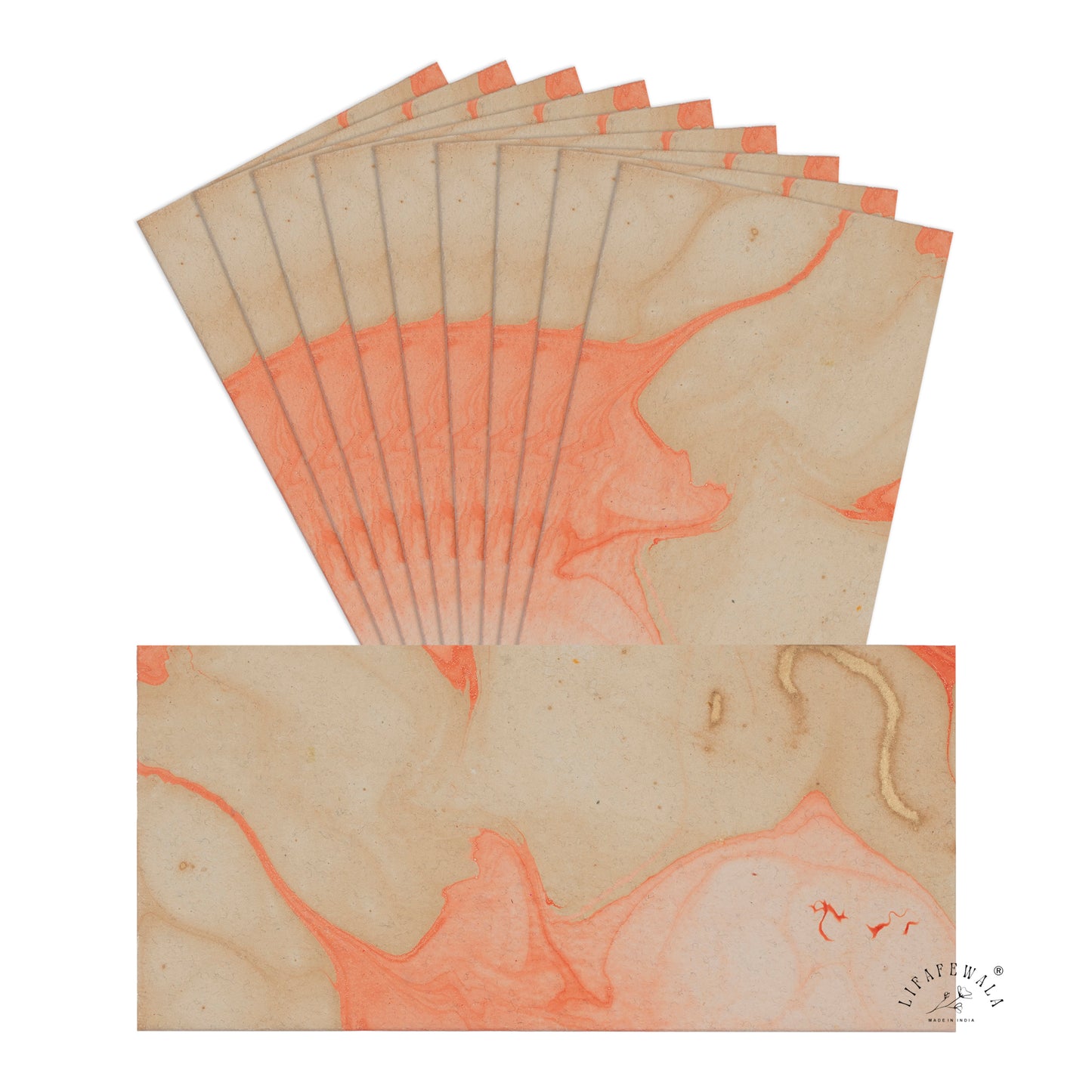 Eco Friendly Handmade Paper Envelopes | LIFAFEWALA (Recycled, Reddish Orange – Pack of 20–200)