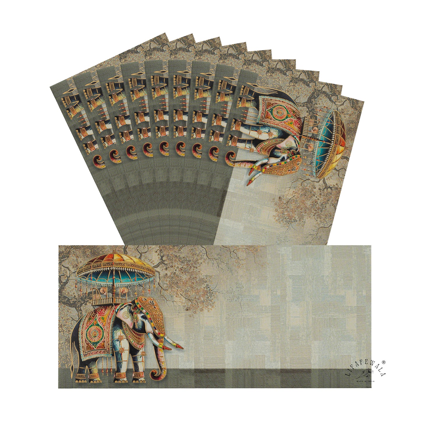 Elephant Gold Foil Shagun Envelopes | LIFAFEWALA (Matte Finish, Pack of 20–200)