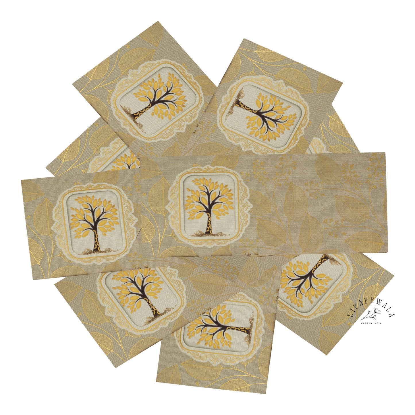 LIFAFEWALA Velvet Tree Design Jumbo Shagun Envelopes | Gold Foil Premium Cash Lifafa (Pack of 20–200)
