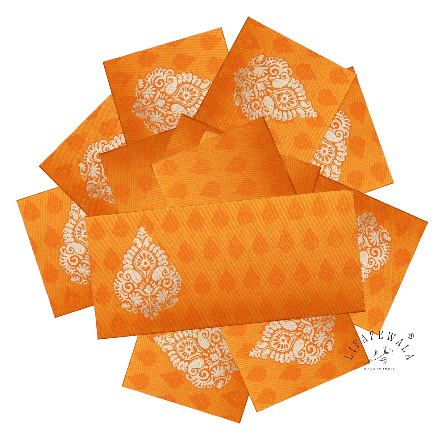 Satin Cloth Shagun Envelopes – Premium Fabric Finish Gift Covers in Orange | Lifafewala