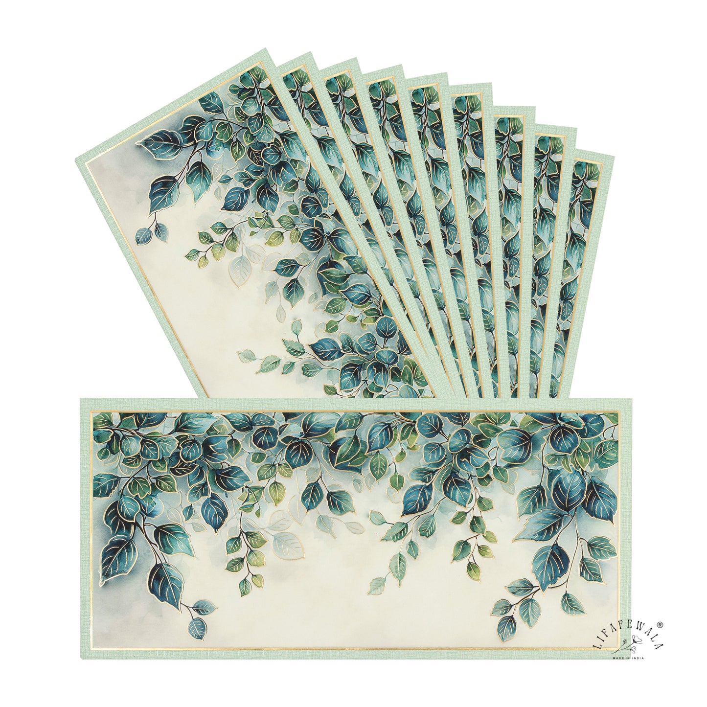 Premium Floral Shagun Envelopes – Velvet Feel Gold Foil & Embossed UV with V-Shaped Flap | Lifafewala