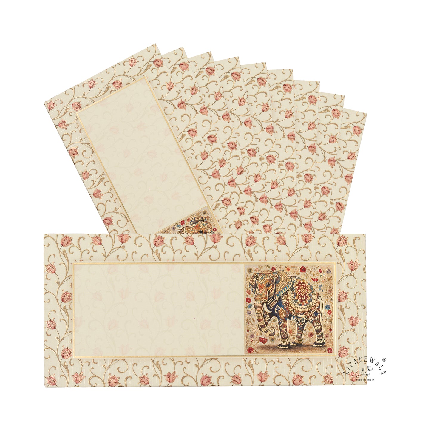 Designer Elephant Shagun Envelopes – Velvet Feel with UV Finish Premium Wedding Gift Covers | Lifafewala