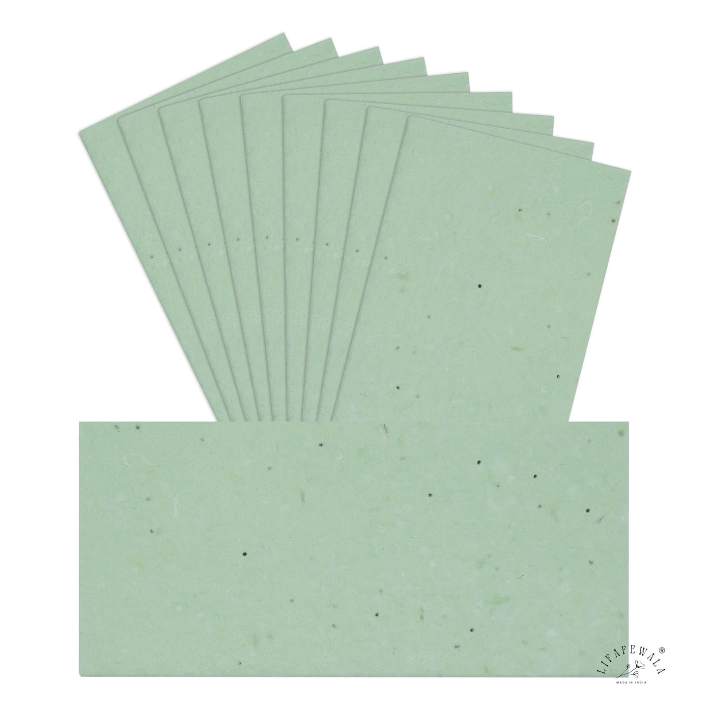 LIFAFEWALA Seed Paper Eco-Friendly Envelopes | Biodegradable Handmade Basil Seed Envelopes (Mint Green, Pack of 20–200)