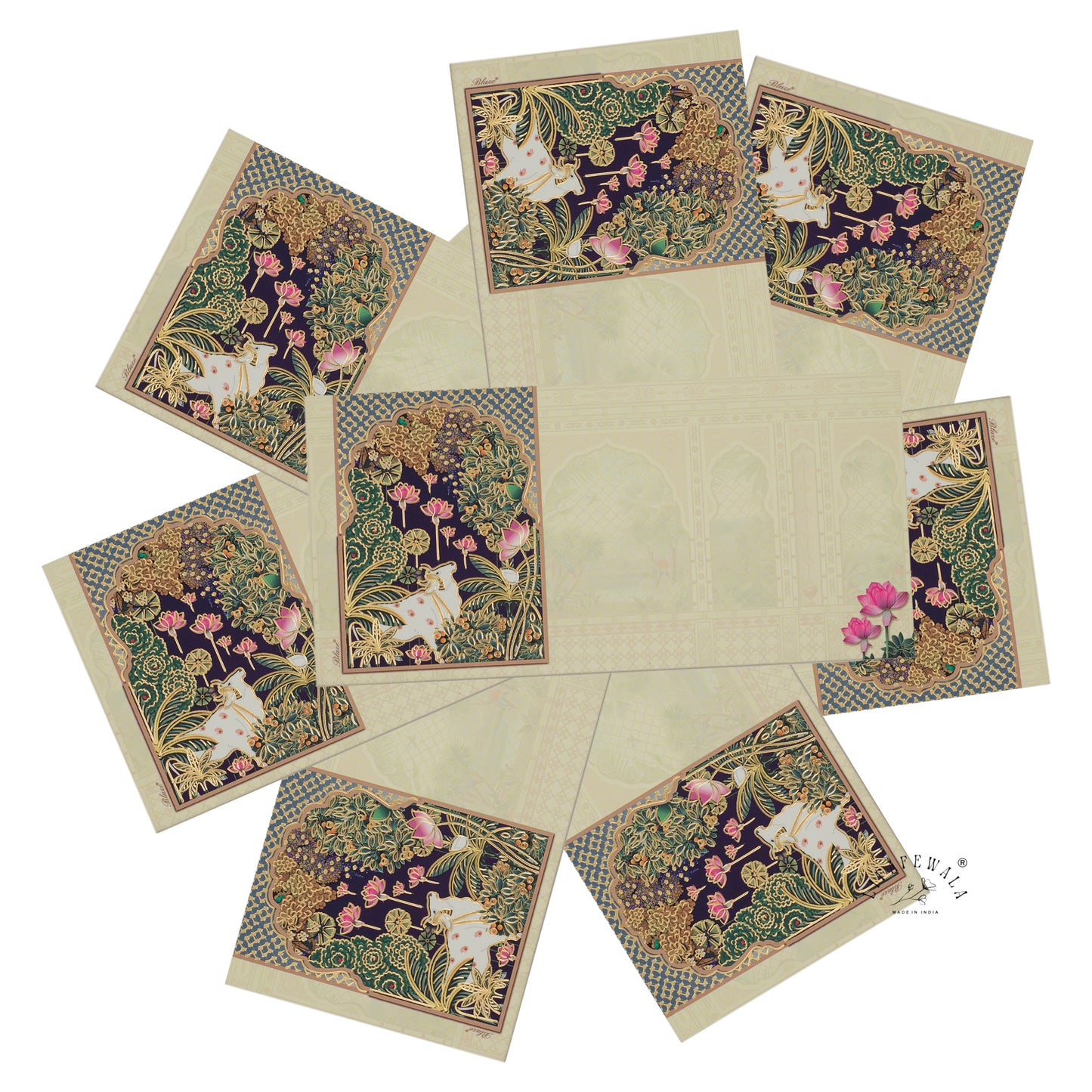 Pichwai Art Cow Design Shagun Envelopes | LIFAFEWALA (Velvet Feel, Gold Foil, Pack of 20–200)