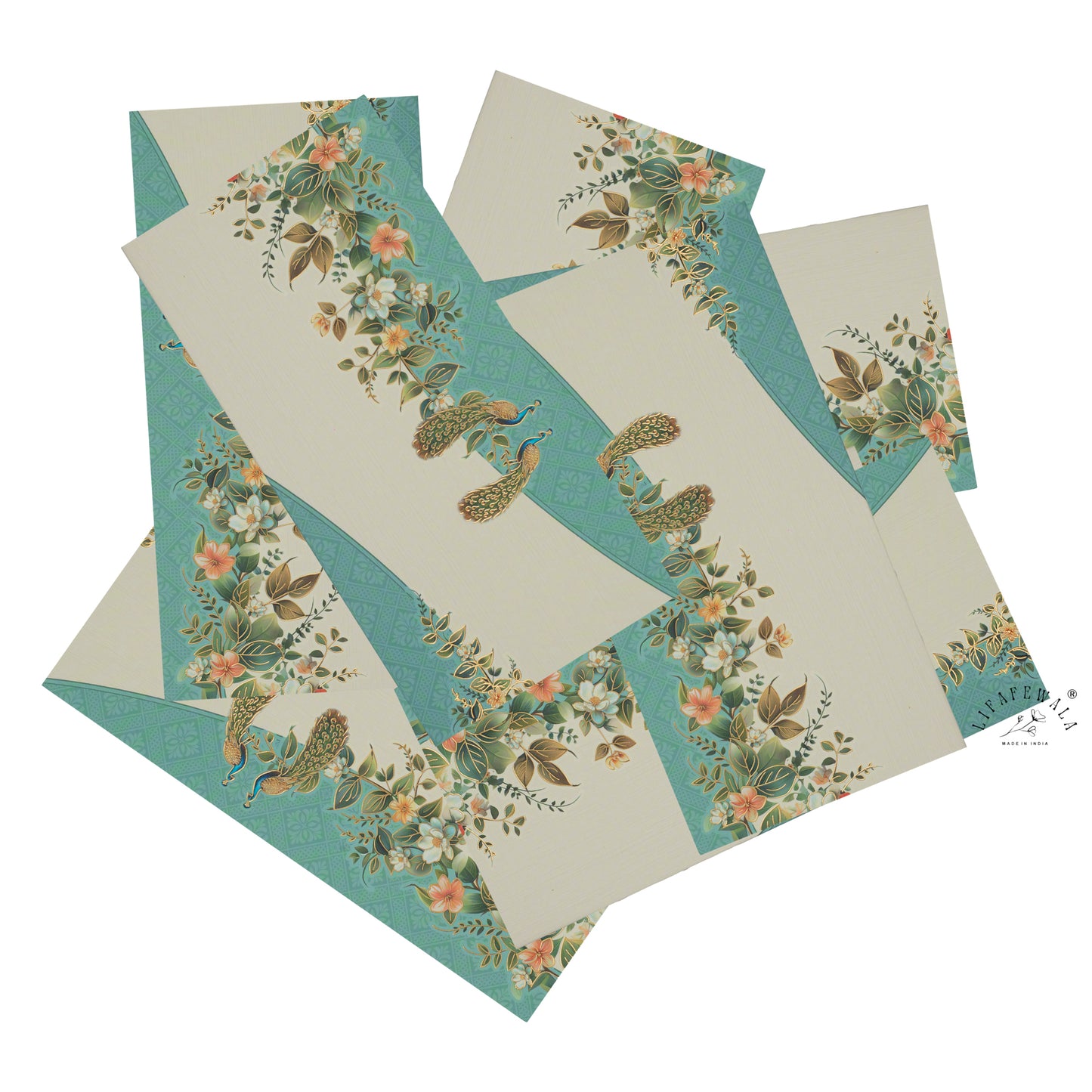 Peacock Theme Gold Foil Envelopes | LIFAFEWALA (Velvet Feel, Pack of 20–200)