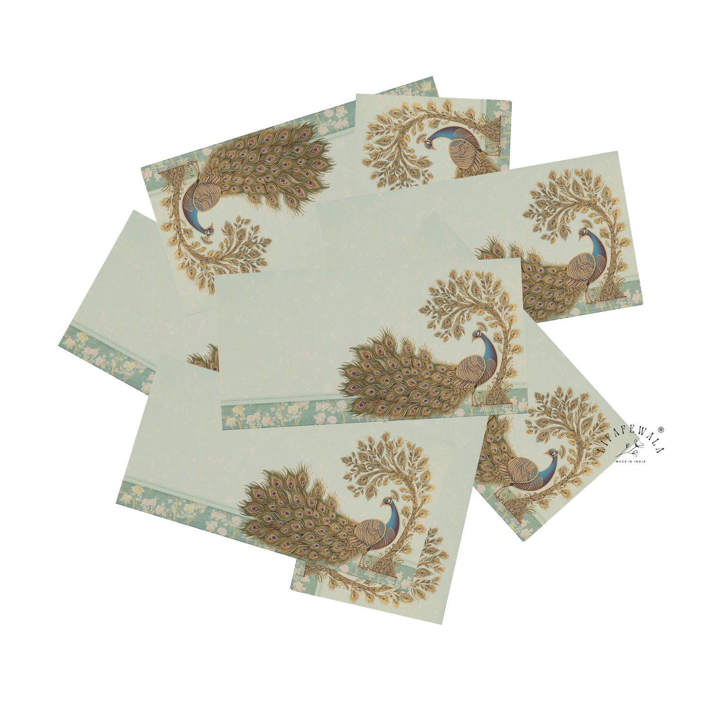 Gold Foil Peacock Shagun Envelopes | LIFAFEWALA (Scented Metallic, Pack of 20–200)