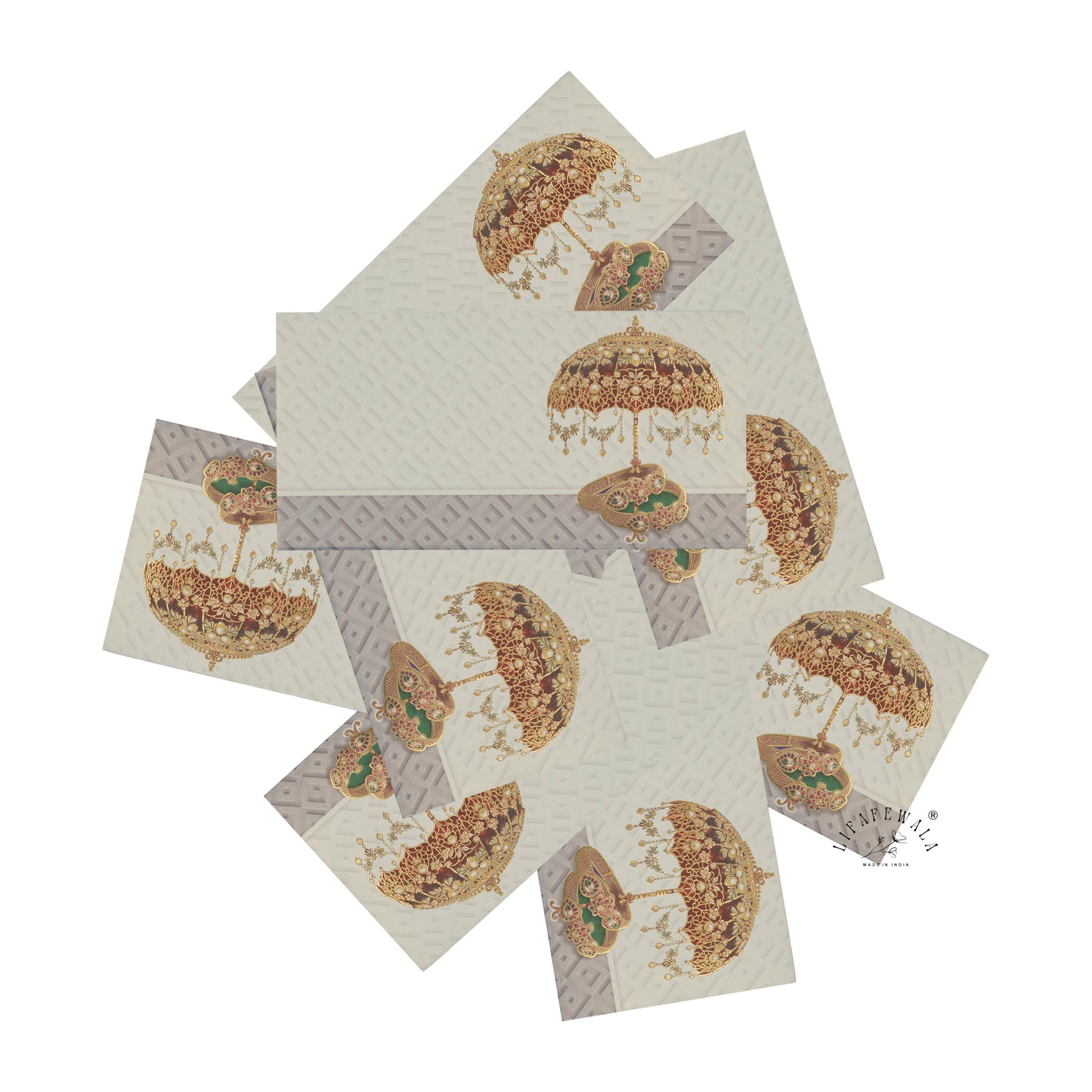 Gold Foil Umbrella Shagun Envelopes | LIFAFEWALA (Scented Metallic, Pack of 20–200)