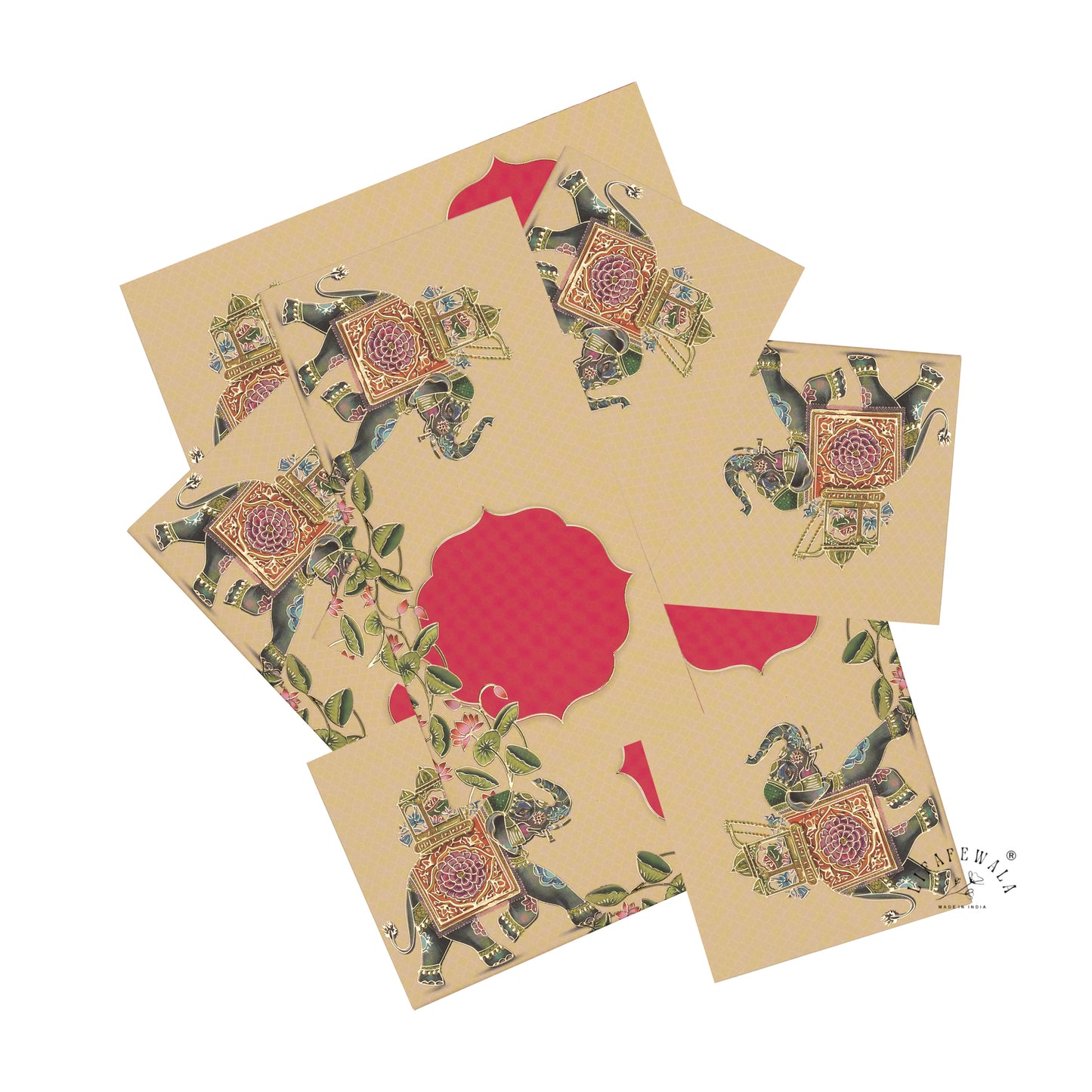 Premium Royal Elephant Shagun Envelopes – Matte Finish Embossed Gold Foil Wedding Gift Covers | Lifafewala