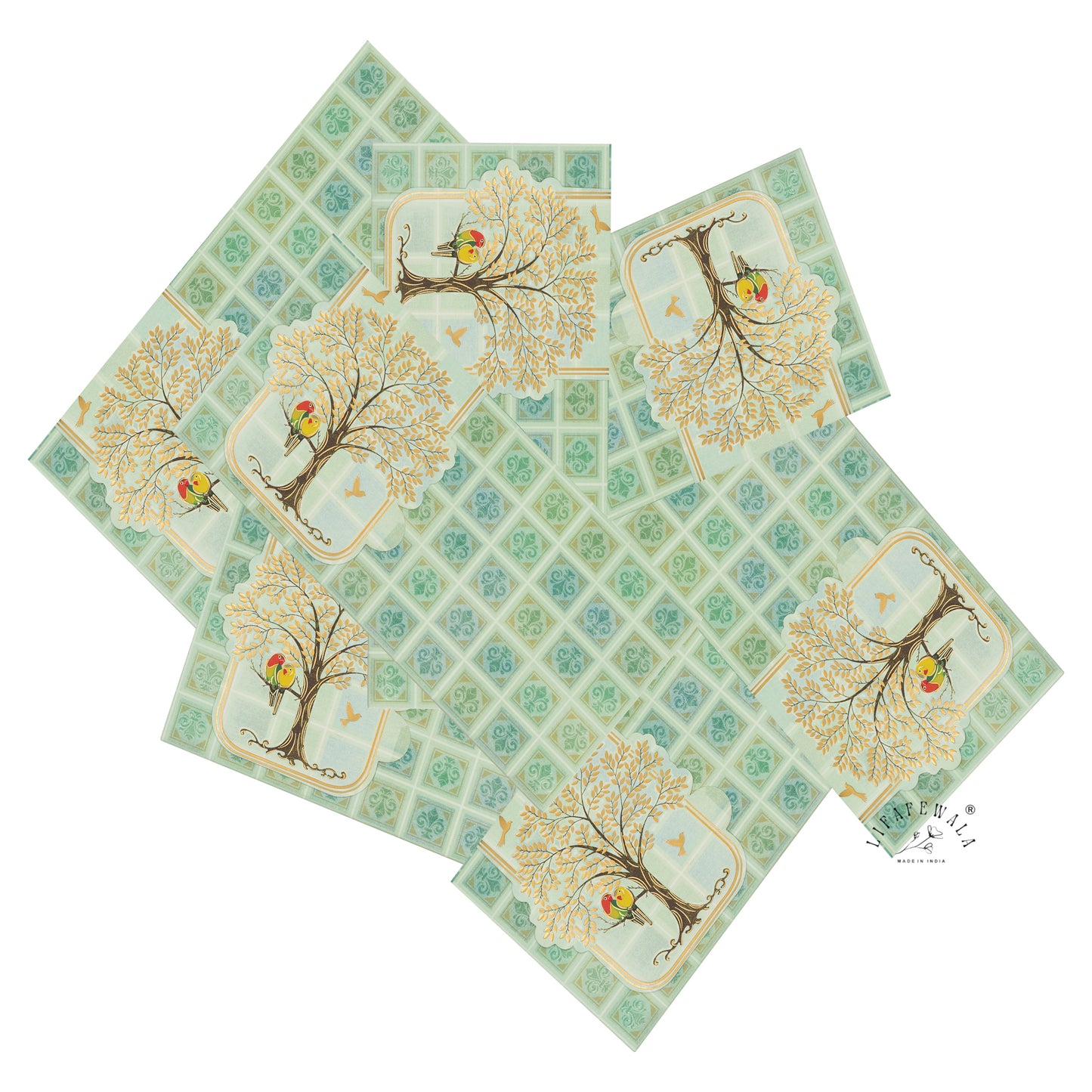Premium Birds on Tree Shagun Envelopes – Stylish 2.5 Fold Matte Finish with Gold Foil & UV | Lifafewala