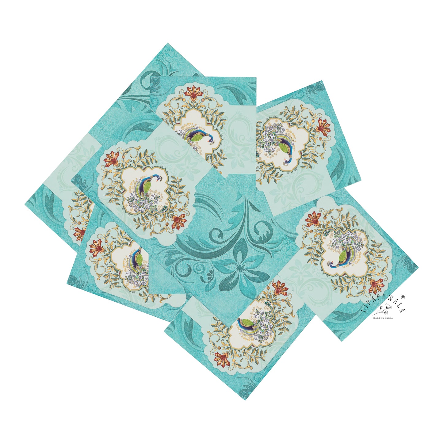 Premium Peacock Design Shagun Envelopes – Stylish 2.5 Fold Matte Finish with Gold Foil & UV | Lifafewala