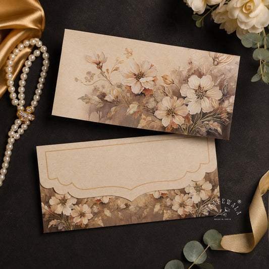 Velvet Touch Floral Design With Gold Foil & UV Printed Shagun Envelopes | Premium Money Gift Covers for All Occasions – Lifafewala