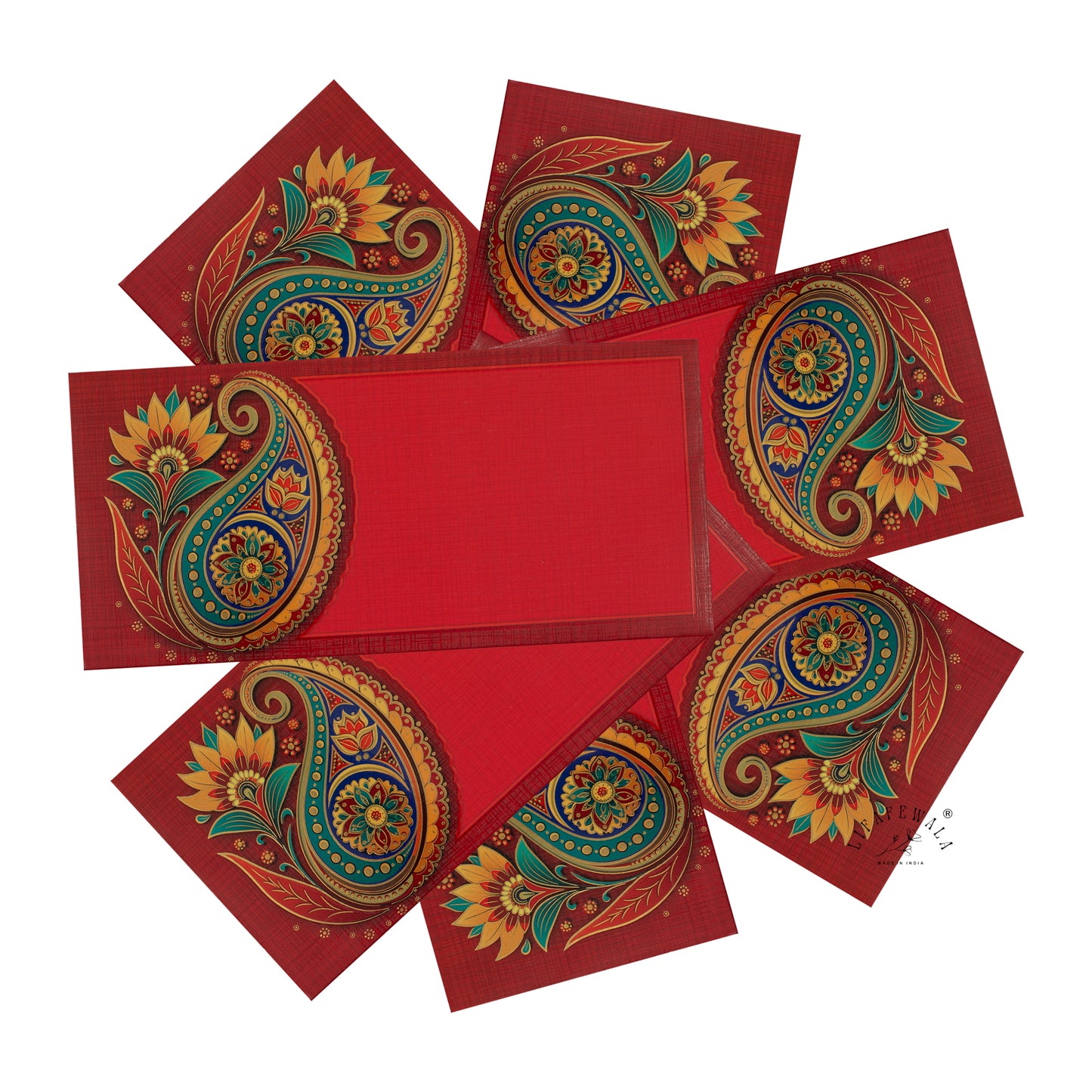 Red Paisley Gold Foil Shagun Envelopes | LIFAFEWALA (Matte Finish, Pack of 20–200)